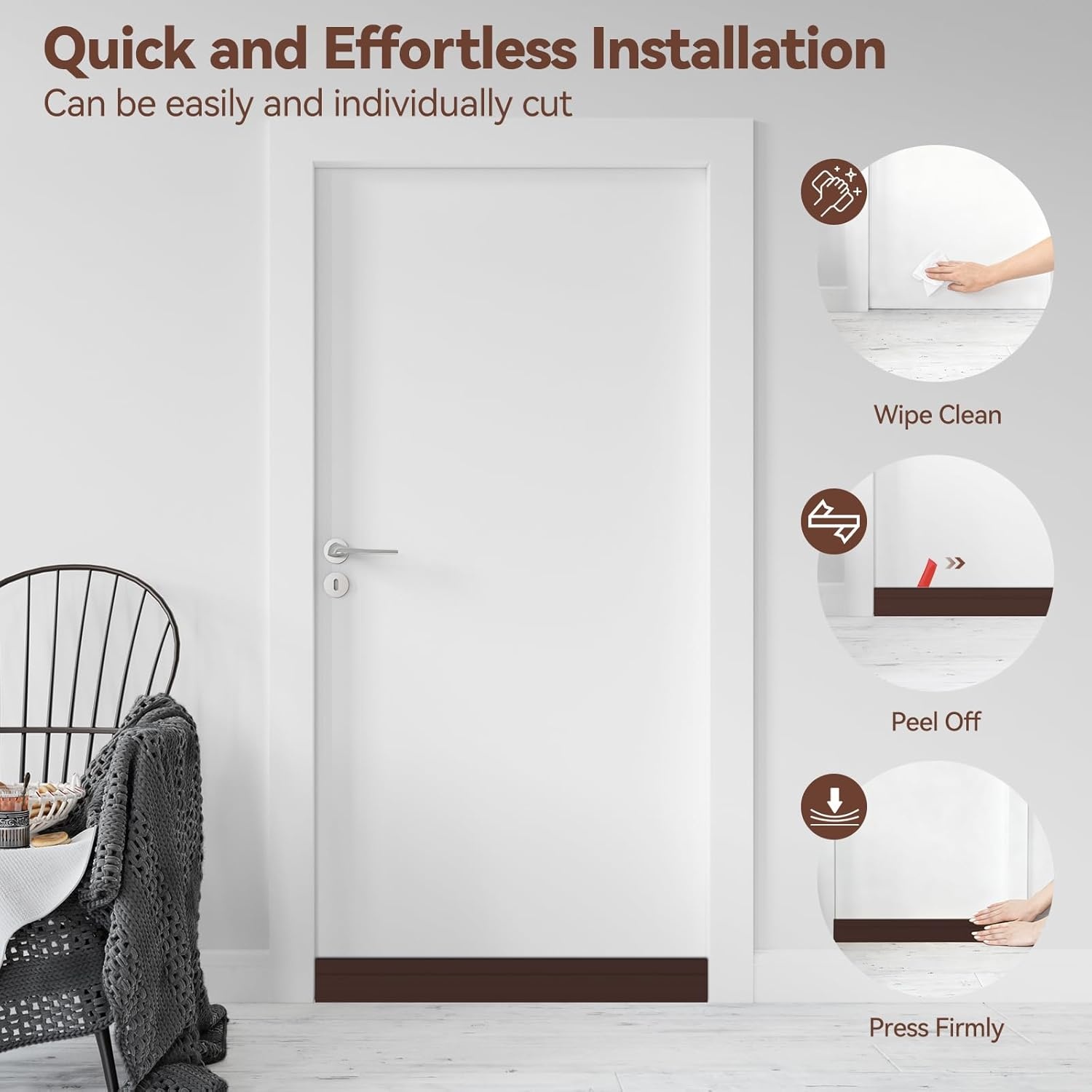 image:imageOhuhu 118 Long Door Draft Stopper CuttoFit Silicone Weather Stripping 1 Widened Adhesive Under Door Bottom Seal for Sliding Patio Doors Garage Doors Blocks Draft Noise Energy Saving WhiteBrown