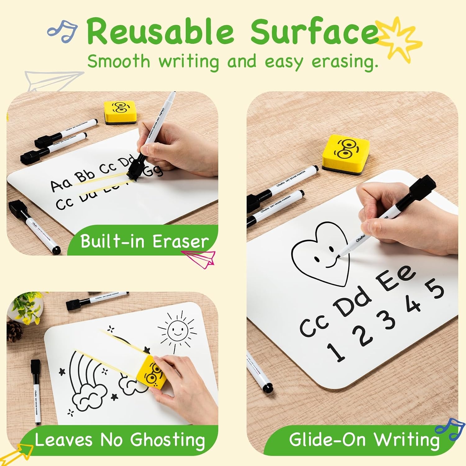 image:imageOhuhu 30 Pack White Boards DoubleSided 9x 12 Small Dry Erase Board Class Set Includes 30 Mini Whiteboards 30 Black Markers and 30 Erasers for Students Teachers Classroom School amp Office30