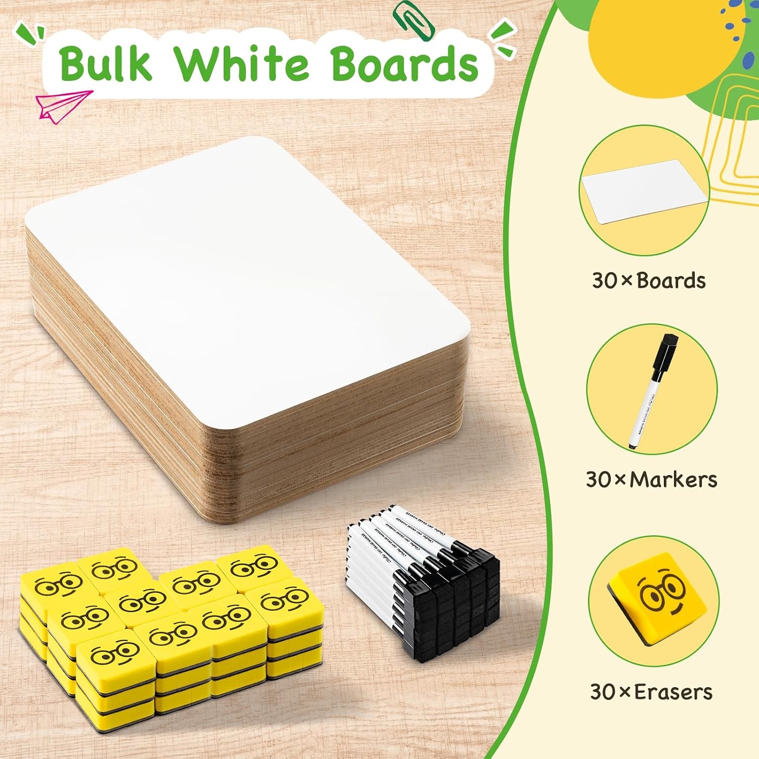 image:imageOhuhu 30 Pack White Boards DoubleSided 9x 12 Small Dry Erase Board Class Set Includes 30 Mini Whiteboards 30 Black Markers and 30 Erasers for Students Teachers Classroom School amp Office30