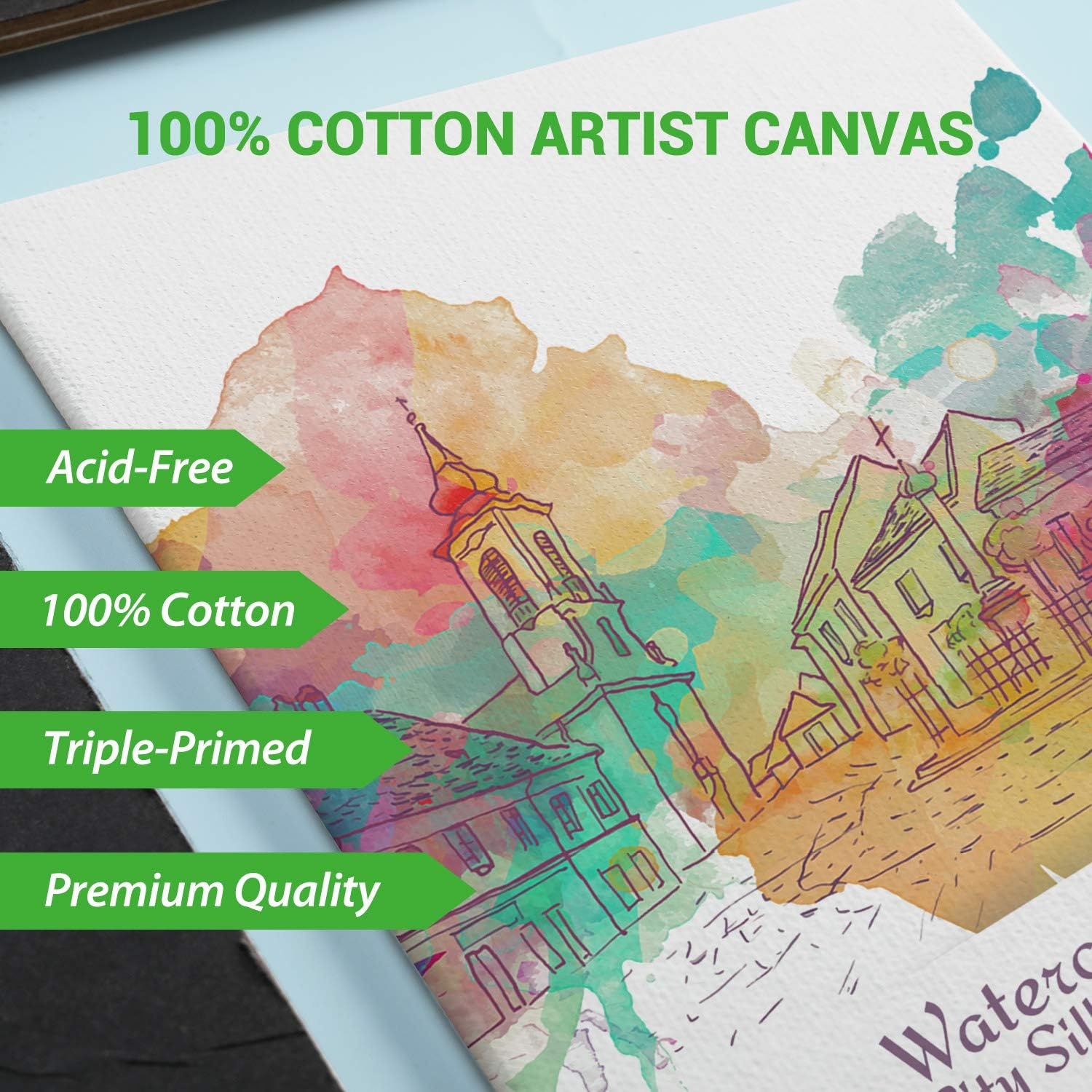 image:imageOhuhu 40Piece Multi Pack Canvas Panels 4x4 5x7 8x8 9x12 11x14 Primed White Cotton Canvas for Acrylic Oil Gouache Watercolor Pastel Tempera