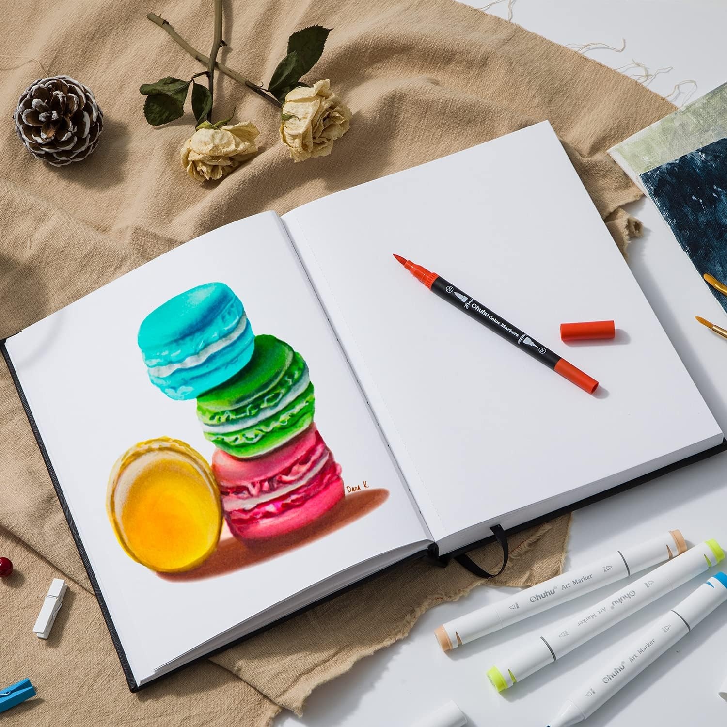 image:imageOhuhu 60 Coloring Markers amp Mix Media Pad