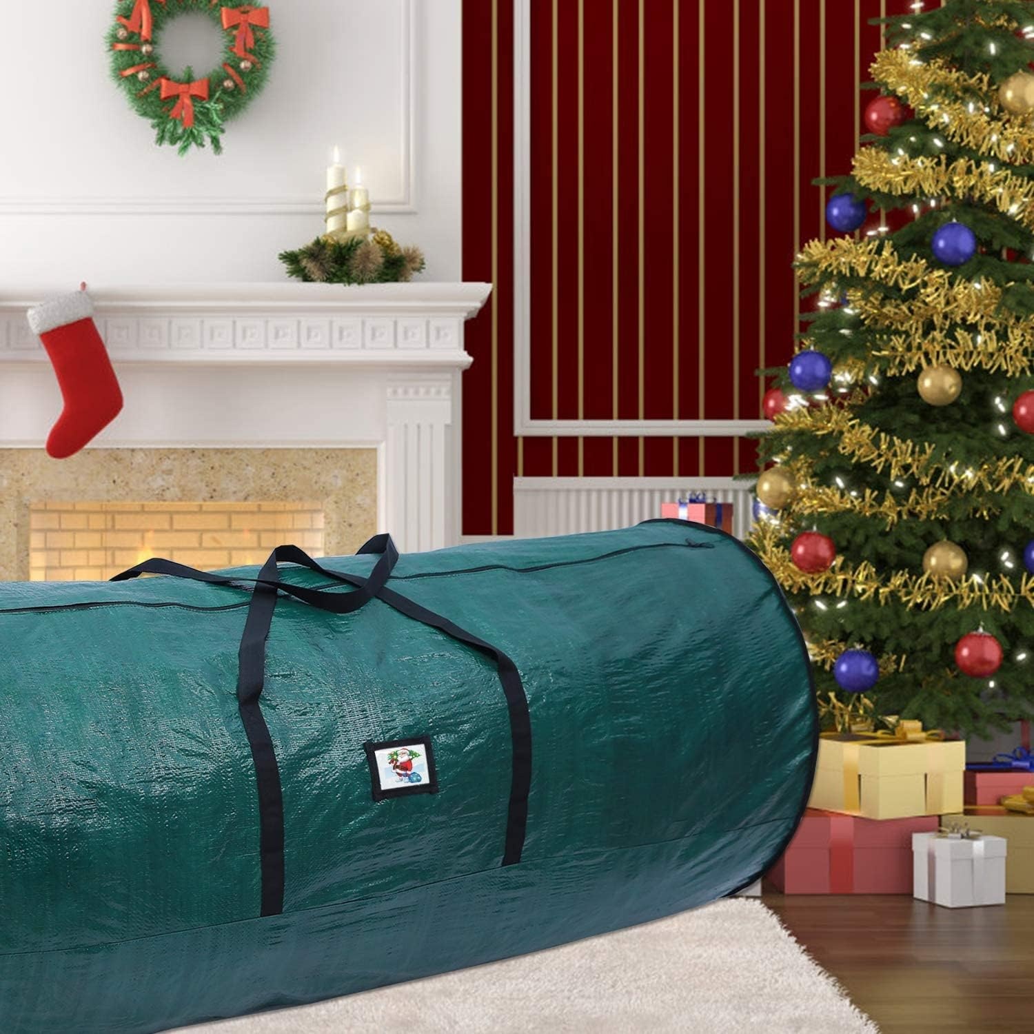 image:imageOhuhu 9ft Christmas Tree Storage Bag 62 x 256 x 256 Extra Large Christmas Tree Storage Container Tear proof Duffle Bag Waterproof Material Up to 9ft Disassembled Artificial Xmas Tree