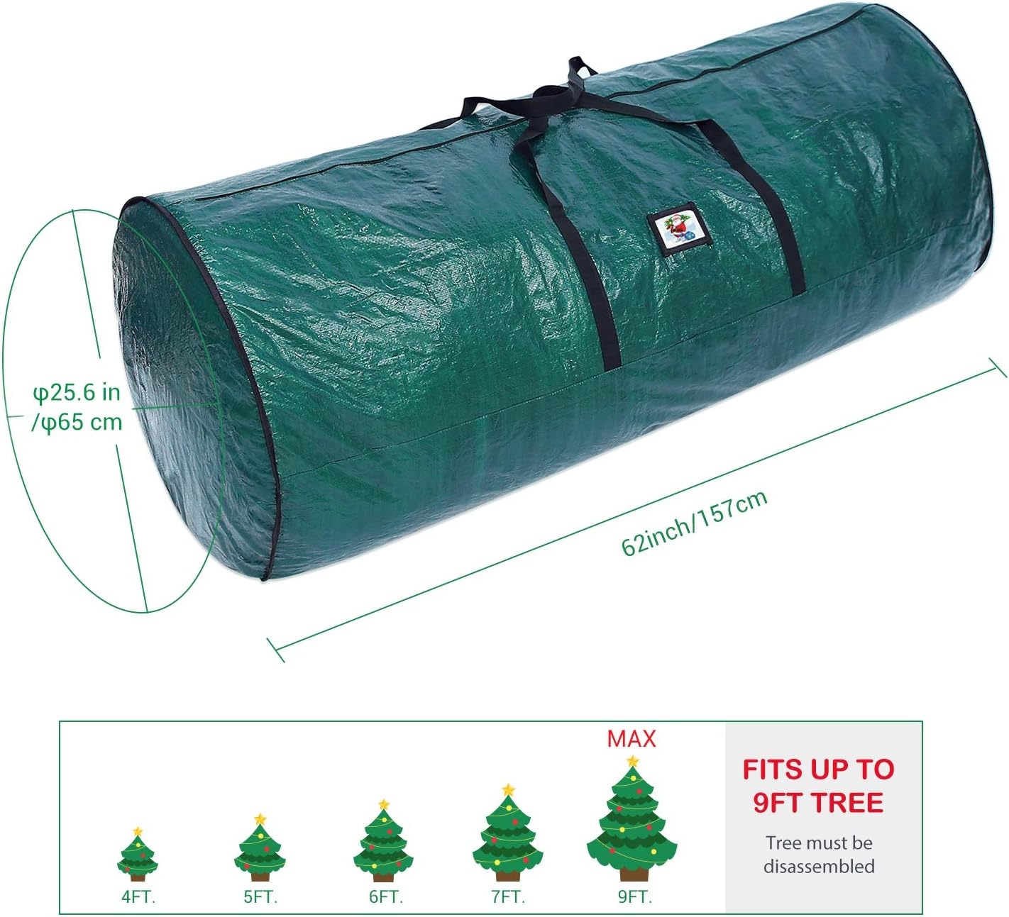 image:imageOhuhu 9ft Christmas Tree Storage Bag 62 x 256 x 256 Extra Large Christmas Tree Storage Container Tear proof Duffle Bag Waterproof Material Up to 9ft Disassembled Artificial Xmas Tree