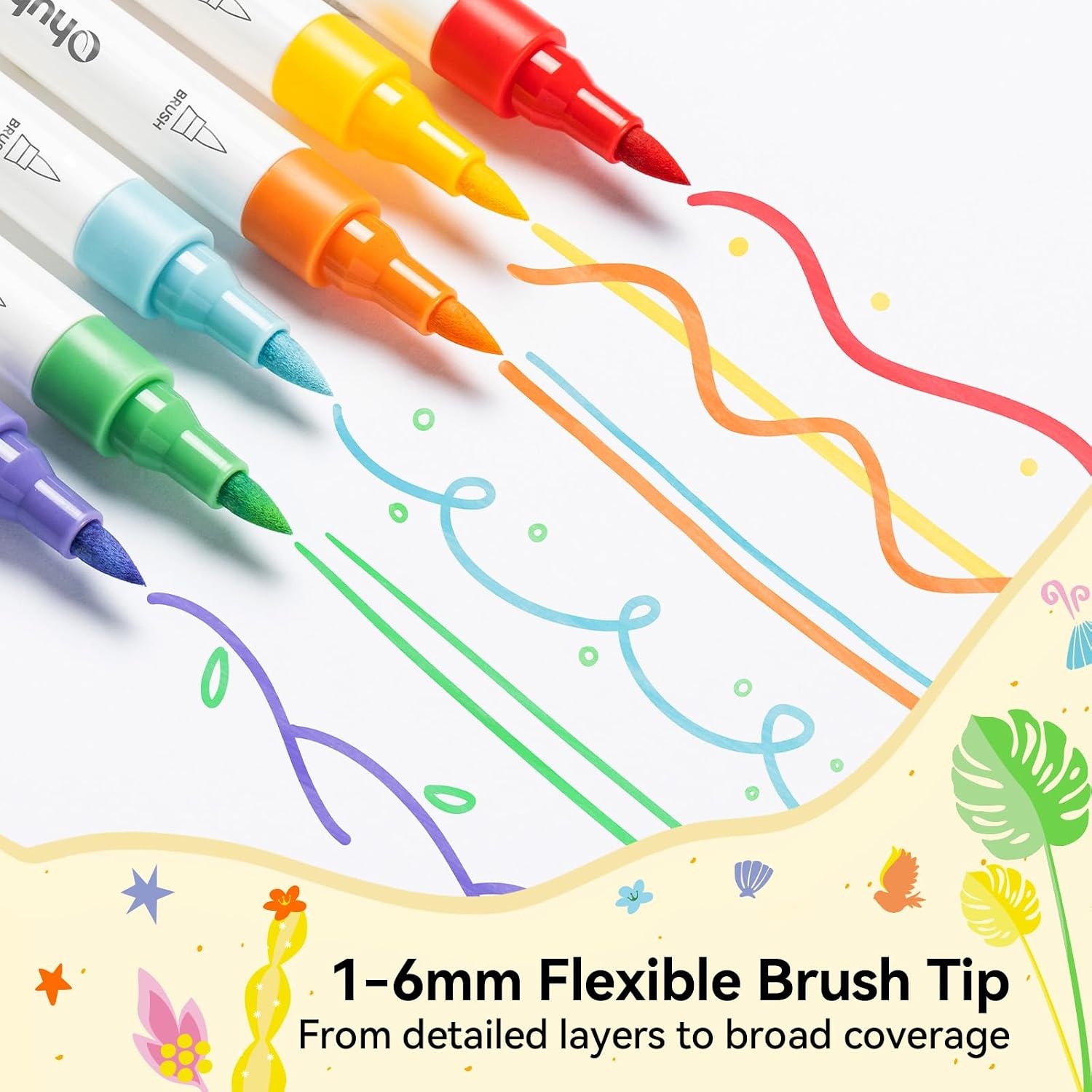 image:imageOhuhu Acrylic Paint Markers Brush Tip 30 Colors High Opacity Paint Pens WaterResistant Acrylic Markers for Rock Painting Easter Eggs Wood Glass Ceramic Canvas KalalauBrush Tip