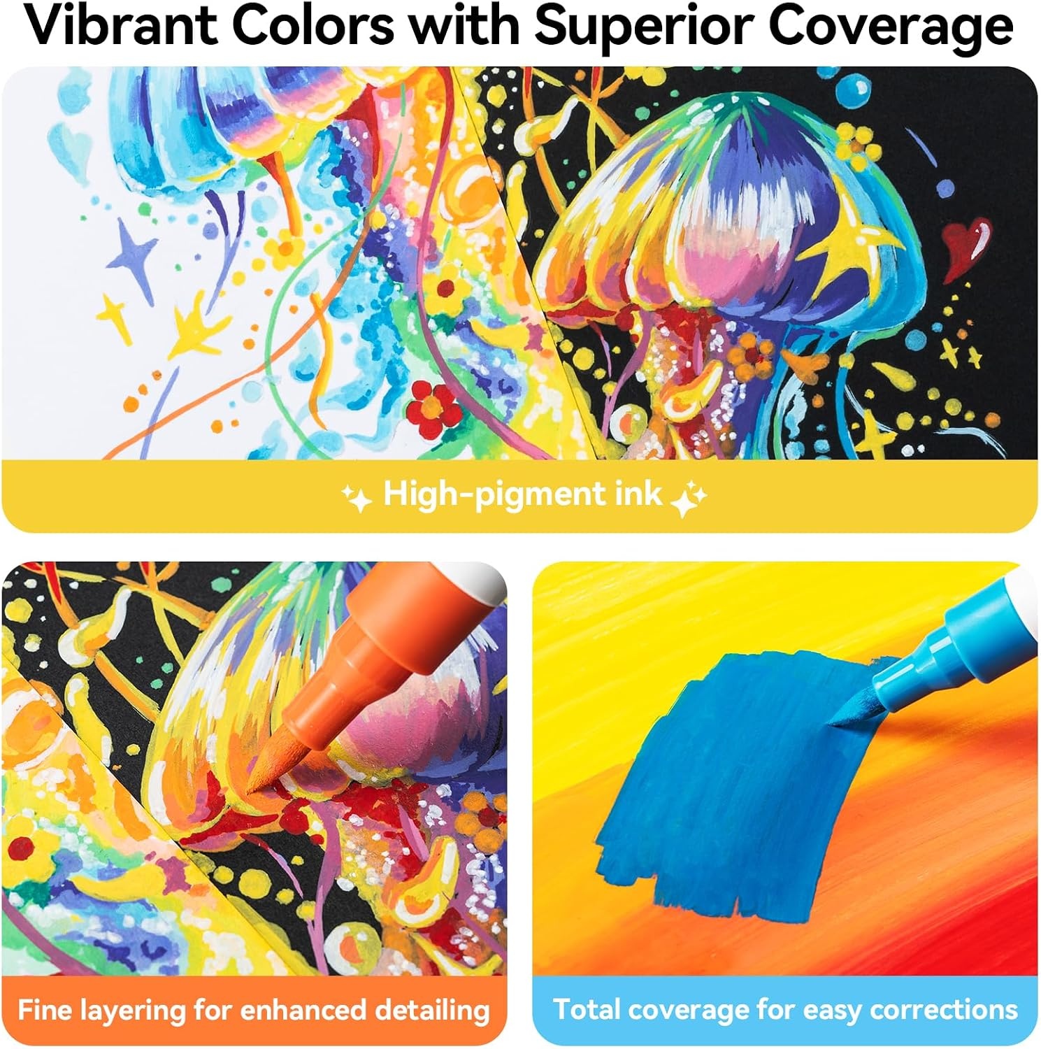 image:imageOhuhu Acrylic Paint Markers Brush Tip 30 Colors High Opacity Paint Pens WaterResistant Acrylic Markers for Rock Painting Easter Eggs Wood Glass Ceramic Canvas KalalauBrush Tip