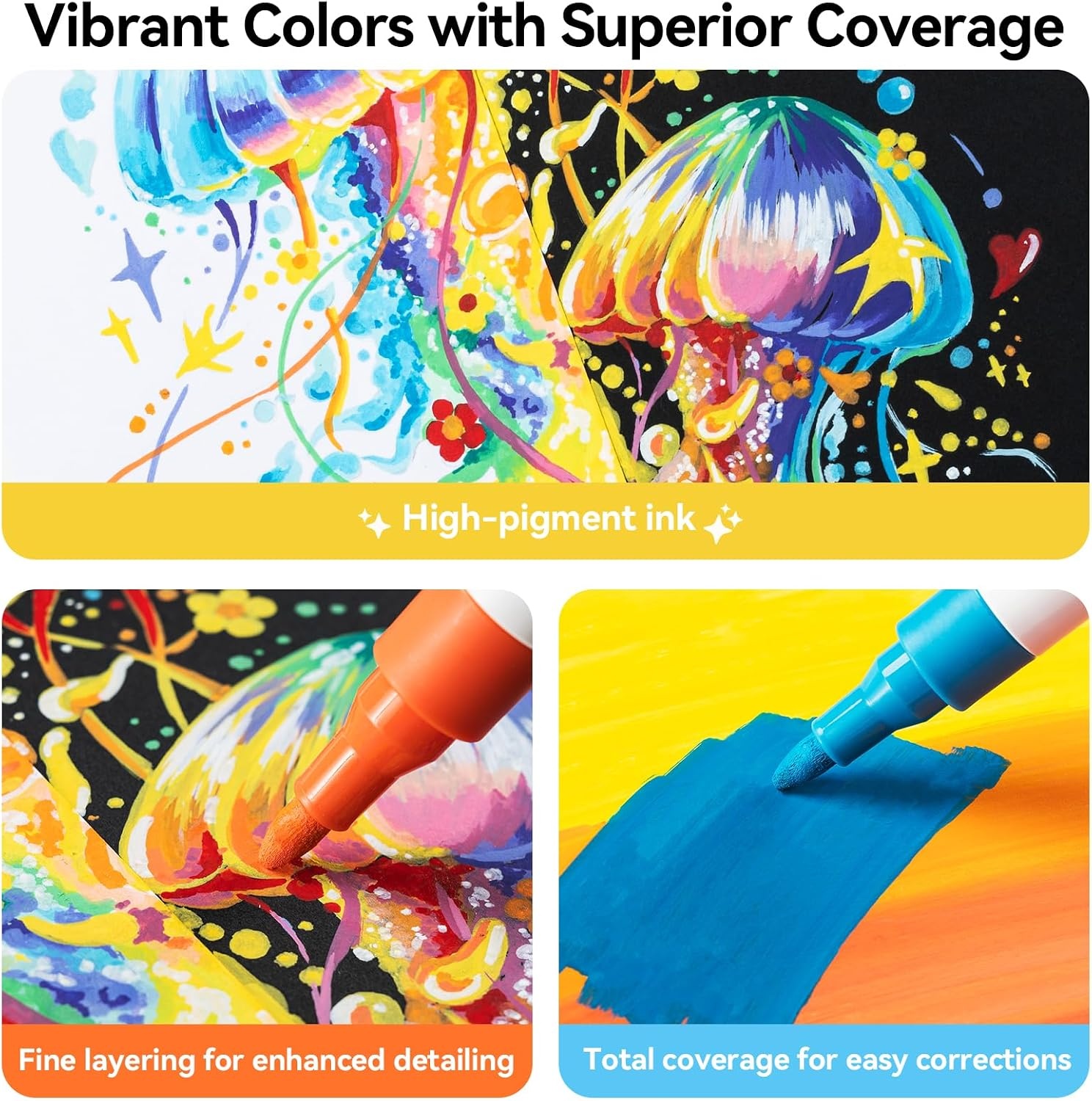 image:imageOhuhu Acrylic Paint Markers Brush Tip 30 Colors High Opacity Paint Pens WaterResistant Acrylic Markers for Rock Painting Easter Eggs Wood Glass Ceramic Canvas KalalauBullet Tip