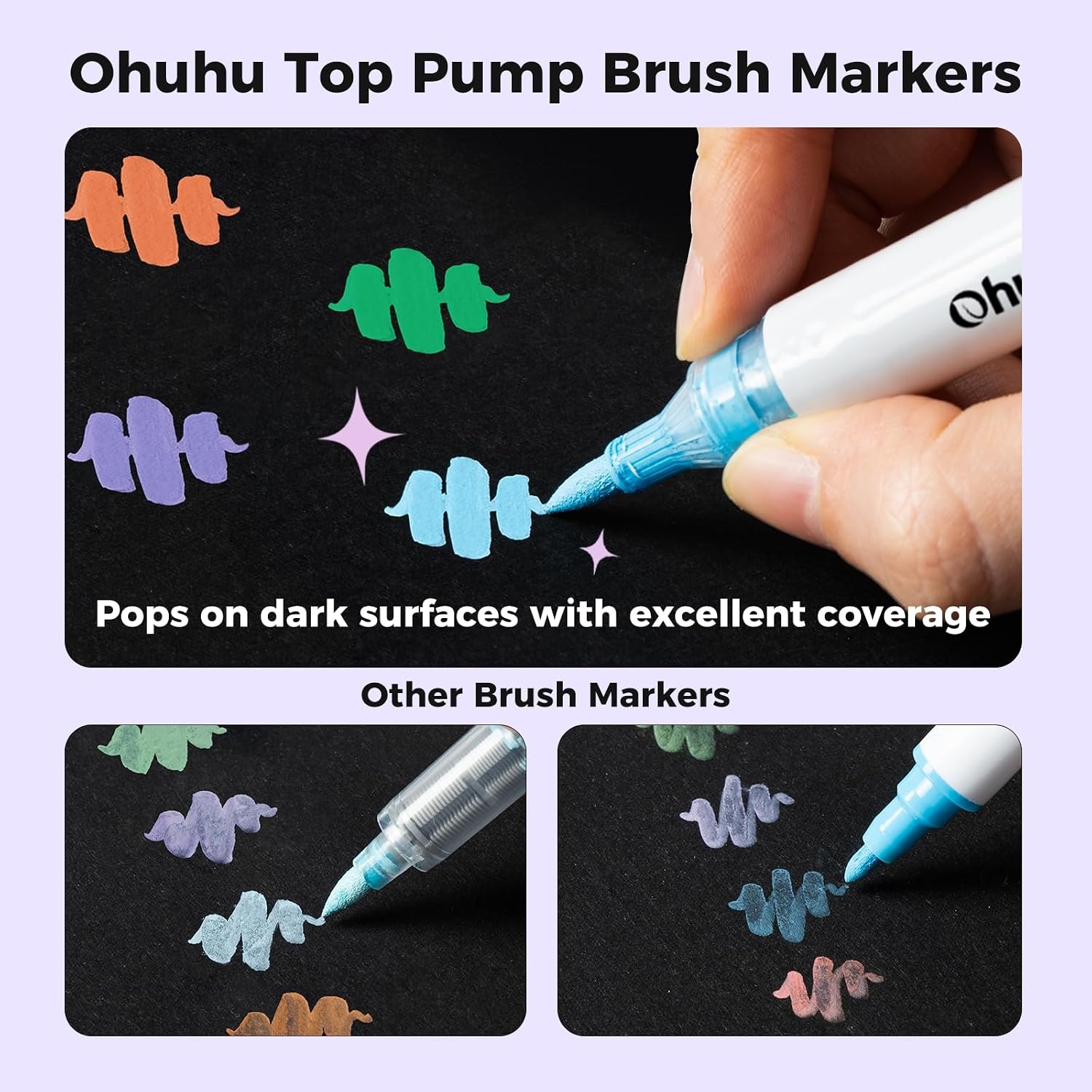 image:imageOhuhu Acrylic Paint Markers Brush Tip Top Pump 36 Colors Paint Pens Excellent Coverage Acrylic Markers Waterproof Lightfast for Rock Painting 3D Prints Egg Wood Glass Ceramic DIY Crafts  Waikiki36