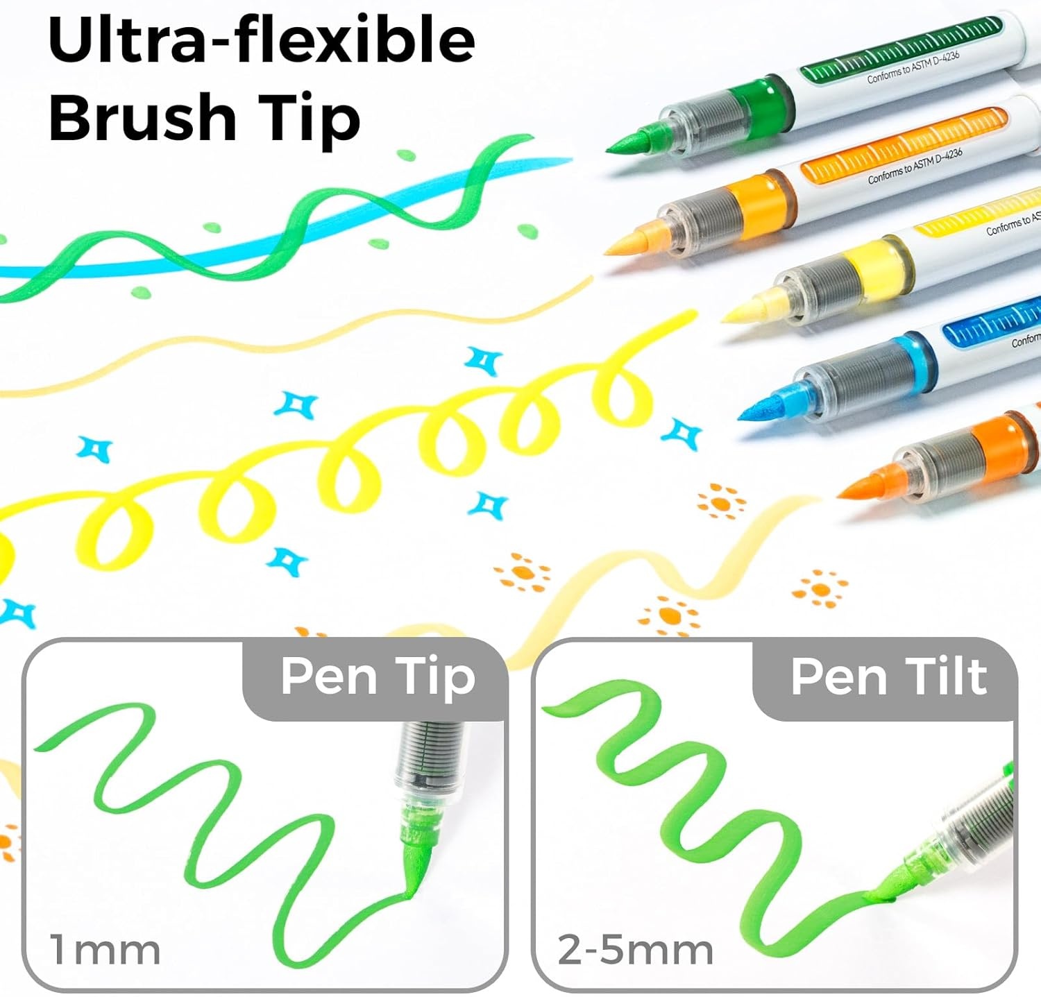 image:imageOhuhu Acrylic Paint Markers Dual Tips 24 Colors Brush amp Bullet Automatic Ink Control Acrylic Markers High Opacity Paint Pens Waterproof for Rock Painting 3D Prints Easter Egg Wood DIY Crafts Waimoku48 Pack Brush