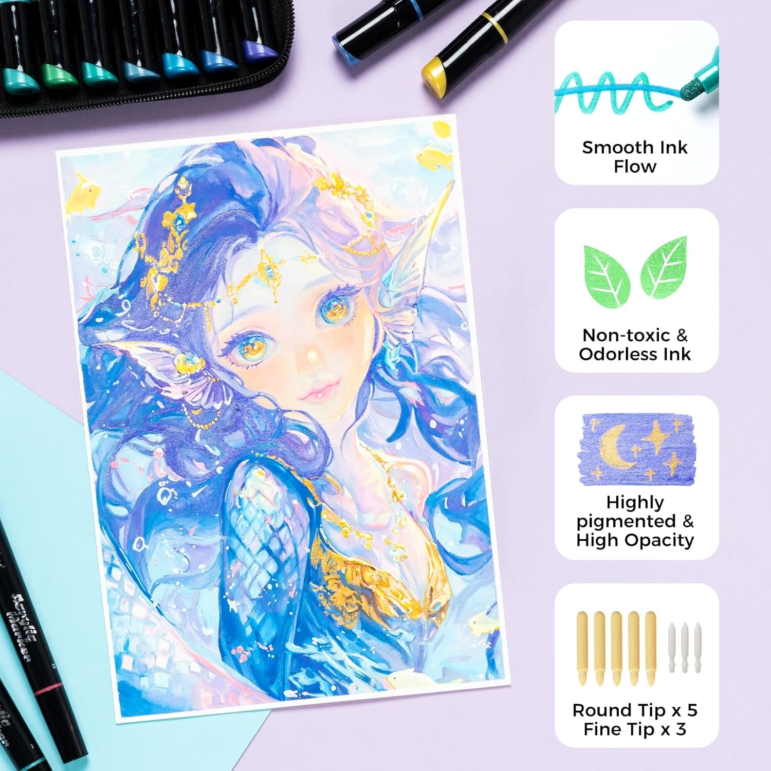 image:imageOhuhu Acrylic Paint Pens 30 Colors Dual Tips Round amp Fine Acrylic Markers High Opacity Paint Markers Waterproof Lightfast for Rock Painting Easter Eggs Wood Glass Ceramic Canvas  Kakaako30 Pens 24 Metallic  4 White  2 Black