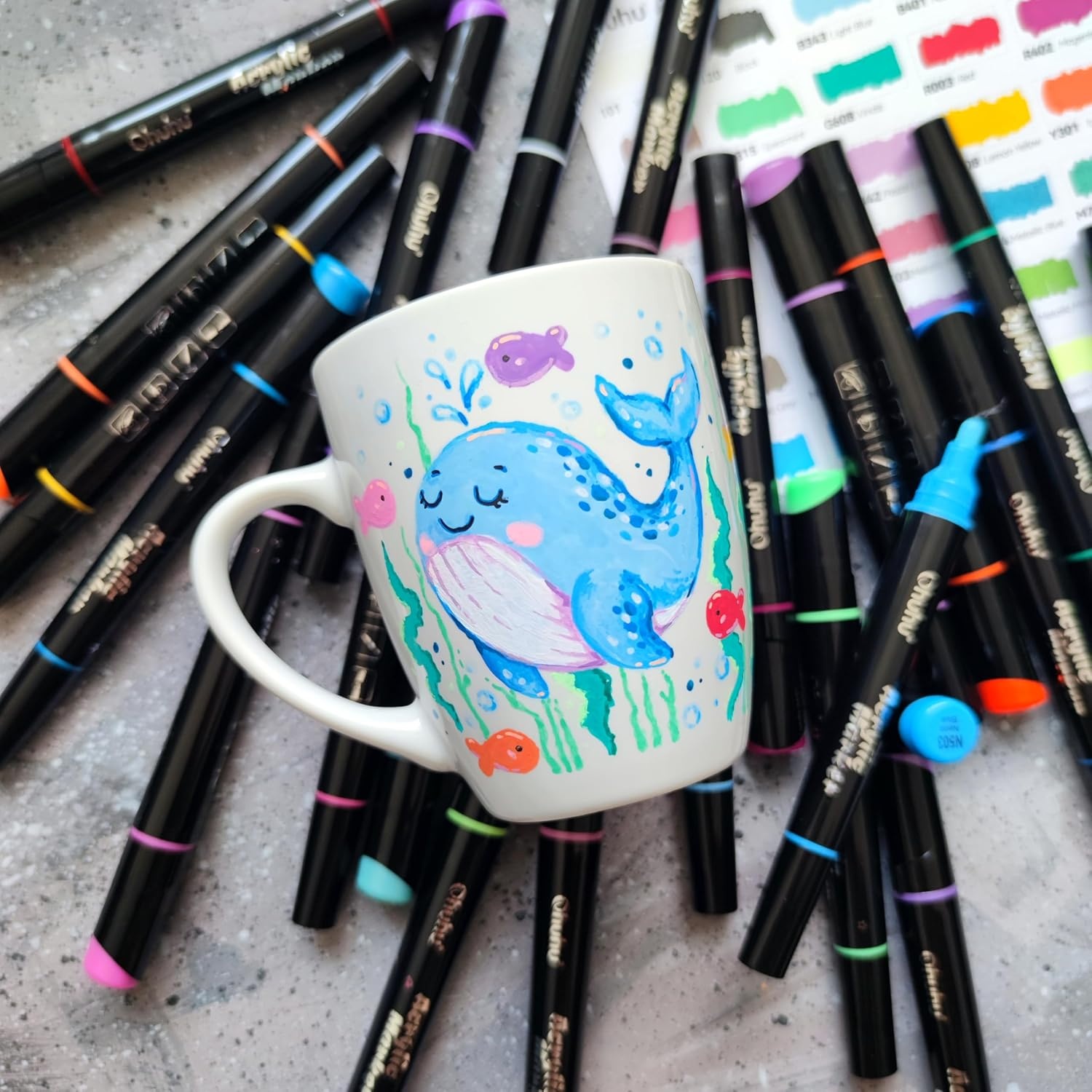 image:imageOhuhu Acrylic Paint Pens 30 Colors Dual Tips Round amp Fine Acrylic Markers High Opacity Paint Markers Waterproof Lightfast for Rock Painting Easter Eggs Wood Glass Ceramic Canvas  Kakaako30 Pens 15 Regular  9 Metallic  6 Neon Colors