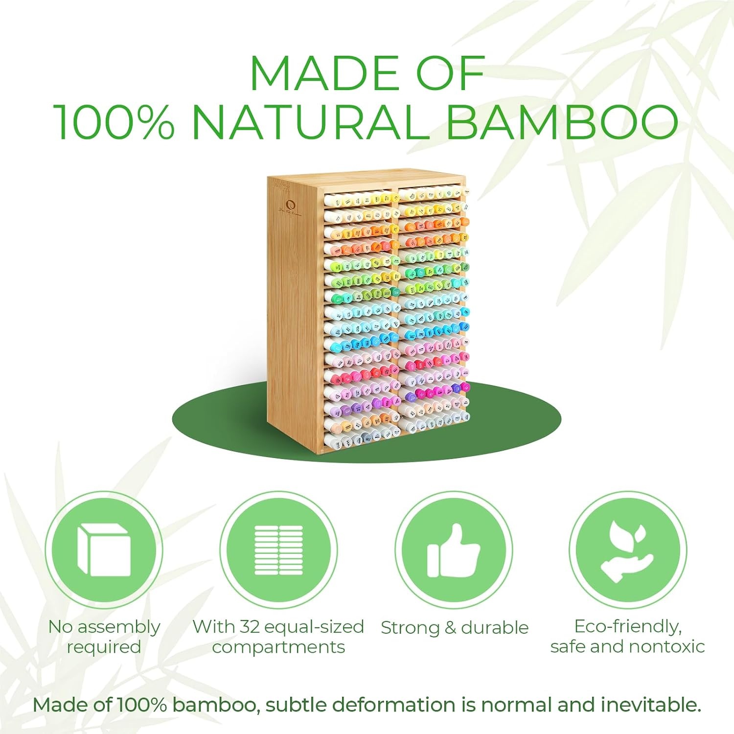 image:imageOhuhu Bamboo Marker Organizer Wooden Desktop Storage Hold 126 Markers Pens Pencils Art Brushes Stationary Organizer Pencil Holder with 18 Compartments for Home Classroom Office DecorRight Angle Hold 224 Markers