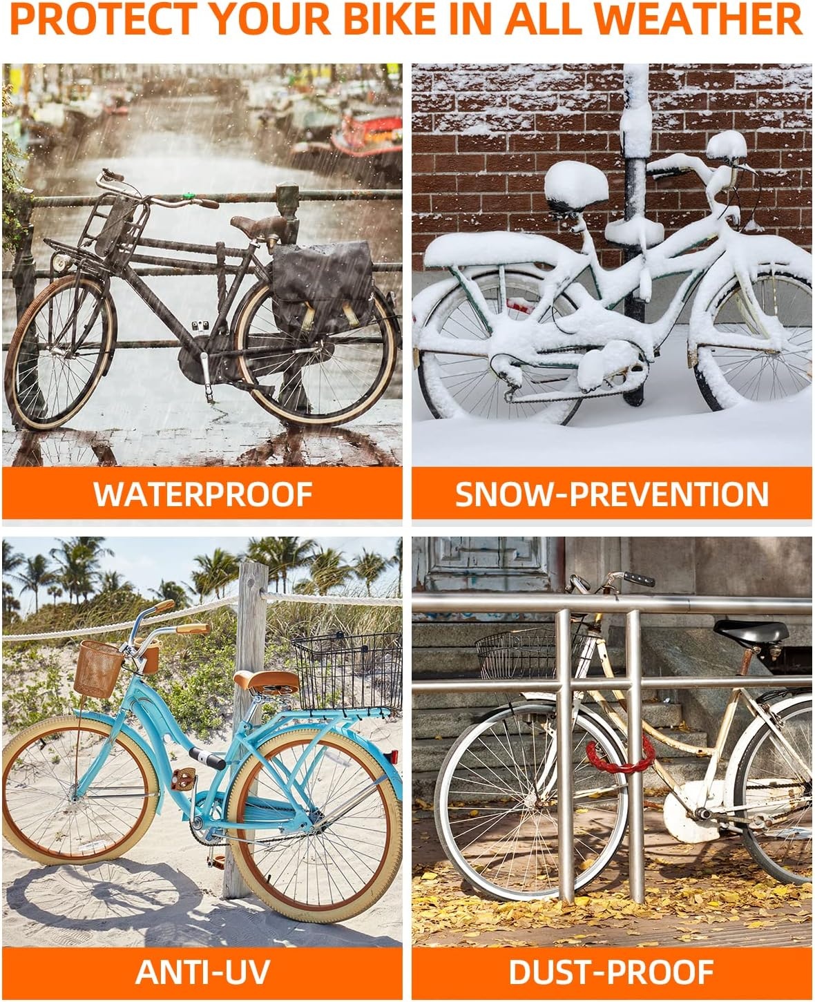 image:imageOhuhu Bike Cover Waterproof Outdoor Bicycle Covers for Mountain and Road Bikes Rain Sun UV Proof XL