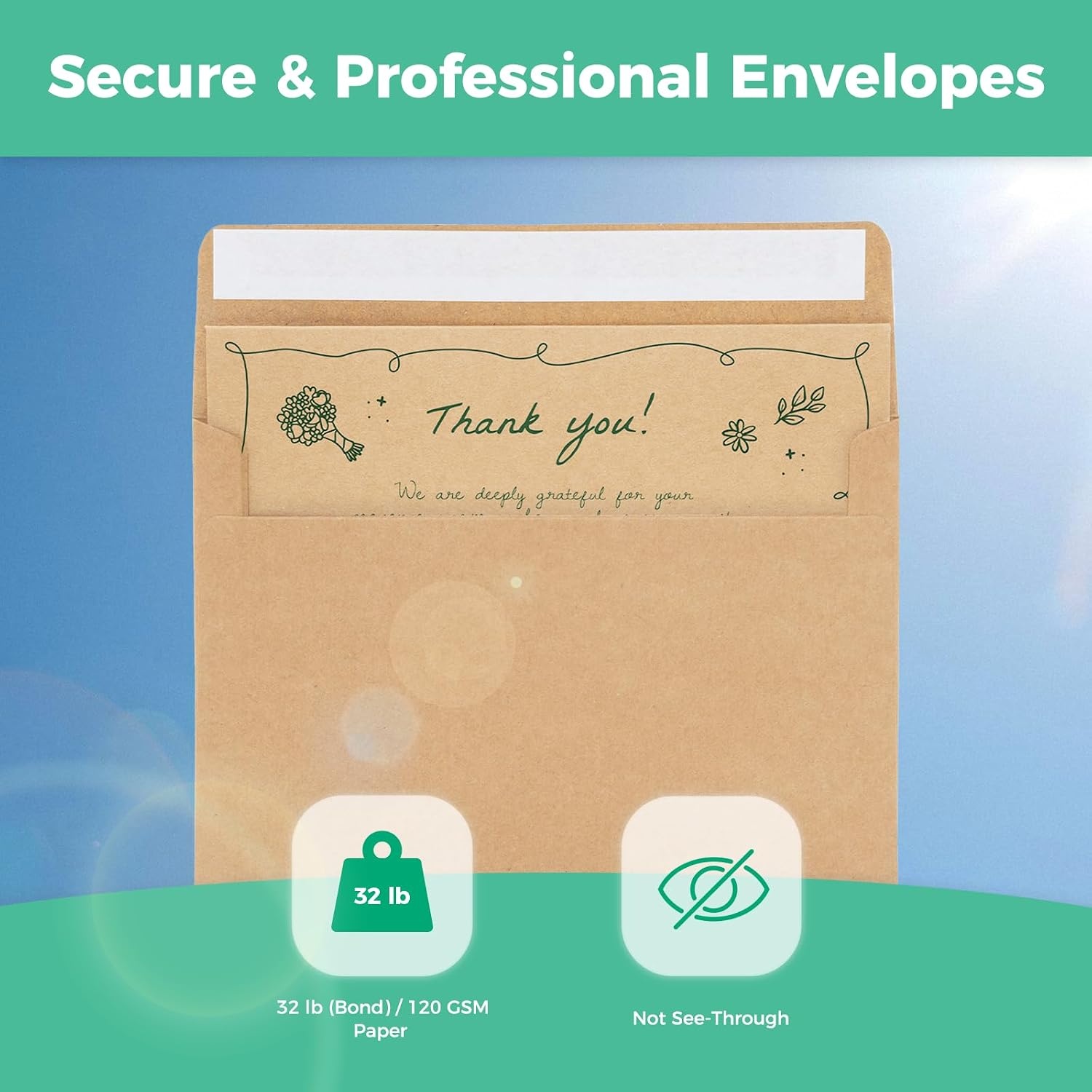 image:imageOhuhu Blank White Cards and Envelopes 100 Pack 4 x 6 Heavyweight Folded Cards and A4 Envelopes for DIY Greeting Cards Wedding Birthday Invitations Baby Shower Thank You Cards and All OccasionsBrown Kraft