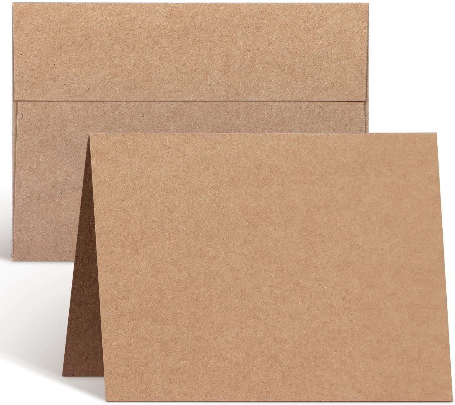 image:imageOhuhu Blank White Cards and Envelopes 100 Pack 4 x 6 Heavyweight Folded Cards and A4 Envelopes for DIY Greeting Cards Wedding Birthday Invitations Baby Shower Thank You Cards and All OccasionsBrown Kraft