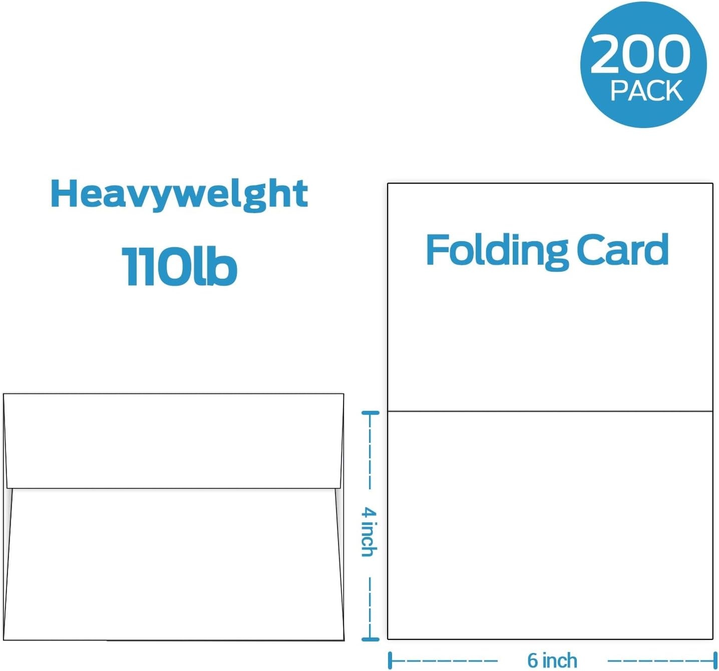 image:imageOhuhu Blank White Cards and Envelopes 200 Pack 425 x 55 Heavyweight Folded Cardstock and A2 Envelopes for DIY Greeting Cards Wedding Birthday Invitations Baby Shower Thank You Cards and MoreA6 4x6