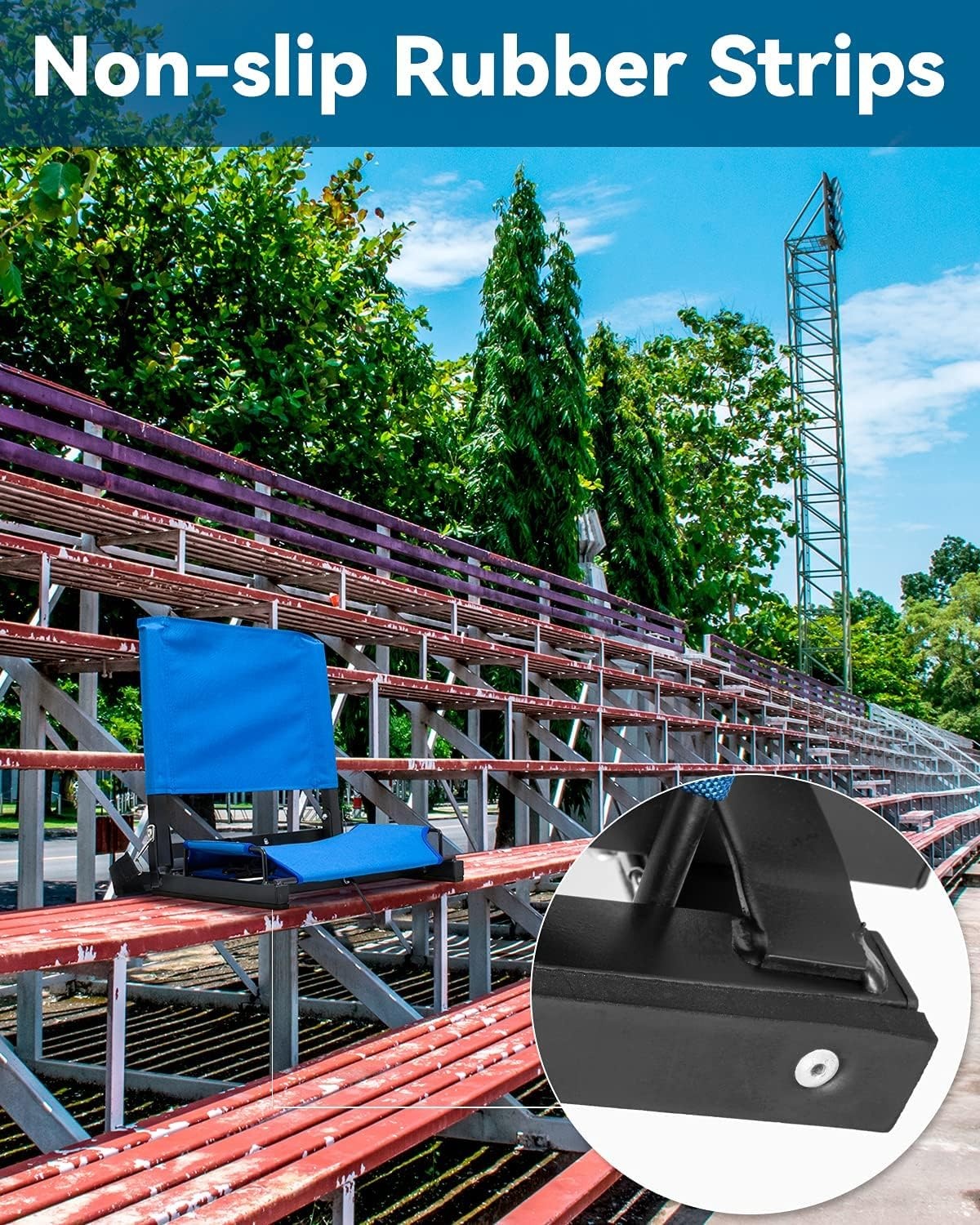 image:imageOhuhu Bleacher Seat with Backrest Stadium Seats for Bleacher Chairs with Back Support Portable Bleachers Seat with Shoulder Straps and Hook for Sports Events Baseball Soccer Kayak Boat