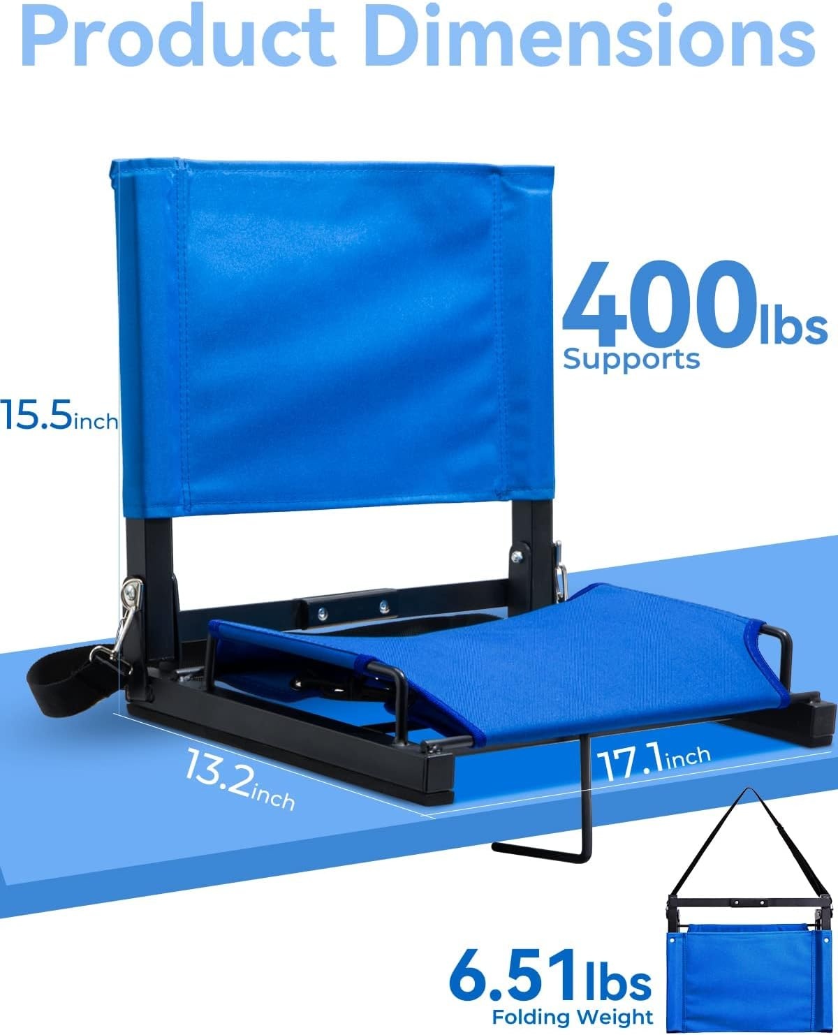 image:imageOhuhu Bleacher Seat with Backrest Stadium Seats for Bleacher Chairs with Back Support Portable Bleachers Seat with Shoulder Straps and Hook for Sports Events Baseball Soccer Kayak Boat