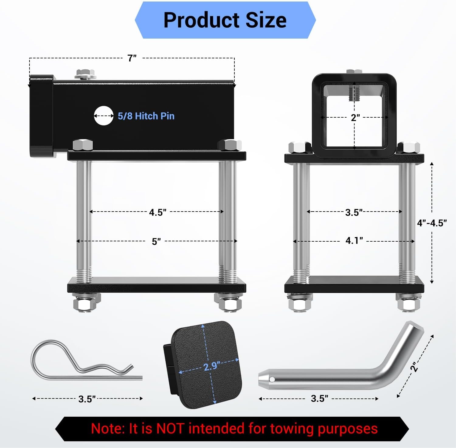 image:imageOhuhu Bolton RV Bumper Hitch Receiver Adapter Fits 445 Beam 2 Receiver 200Lbs Tongue Weight Capacity Travel Trailer Rear Bumper with Hitch Pin amp Hitch Cover Fit for Camper Bike Racks Cargo CarFit 4 to 45 Bumper Beam