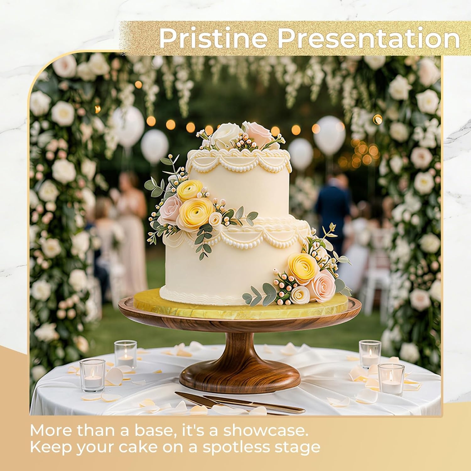 image:imageOhuhu Cake Boards 12 Inch Extra Thick Greaseproof amp Sturdy Cardboard Marble Pattern 10 Inch 2 Pack Round Corrugated Cardboard Wrapped Edges for MultiLayered Cakes Weddings BirthdaysWhitegold