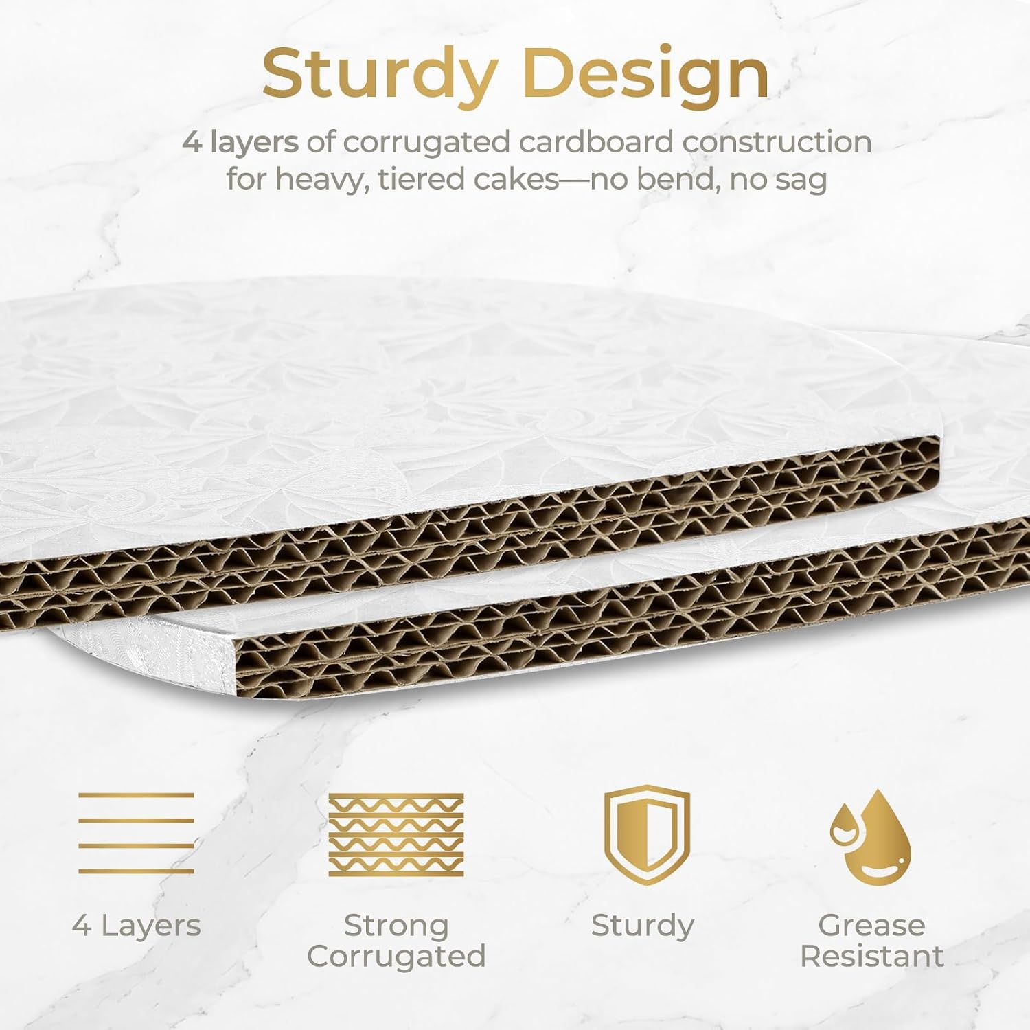 image:imageOhuhu Cake Boards 12 Inch Extra Thick Greaseproof amp Sturdy Cardboard Marble Pattern 10 Inch 2 Pack Round Corrugated Cardboard Wrapped Edges for MultiLayered Cakes Weddings BirthdaysWhite