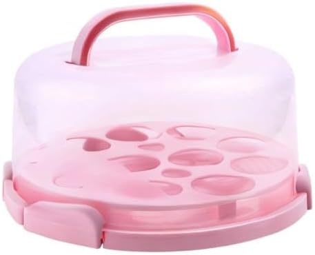 image:imageOhuhu Cake Holder BPAFree Cake Carrier with Lid and Handle Cake Transport Container Portable Cake Keeper Two Sided Base for Pies Cookies Nuts Fruit etc Suitable for 10 inch Cake GiftsPink