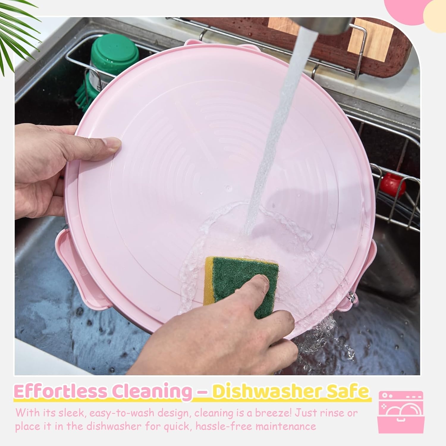 image:imageOhuhu Cake Holder BPAFree Cake Carrier with Lid and Handle Cake Transport Container Portable Cake Keeper Two Sided Base for Pies Cookies Nuts Fruit etc Suitable for 10 inch Cake GiftsPink