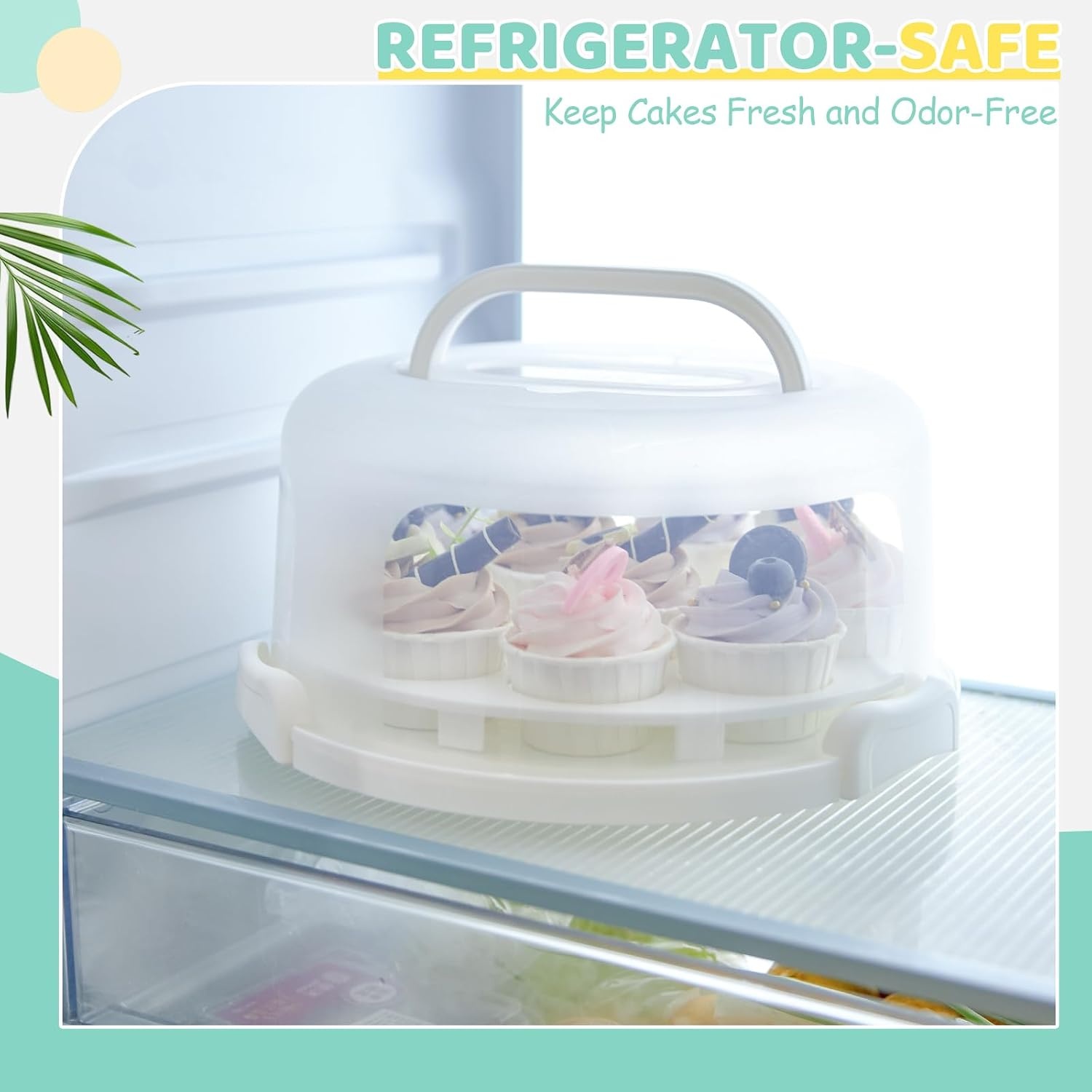 image:imageOhuhu Cake Holder BPAFree Cake Carrier with Lid and Handle Cake Transport Container Portable Cake Keeper Two Sided Base for Pies Cookies Nuts Fruit etc Suitable for 10 inch Cake GiftsWhite