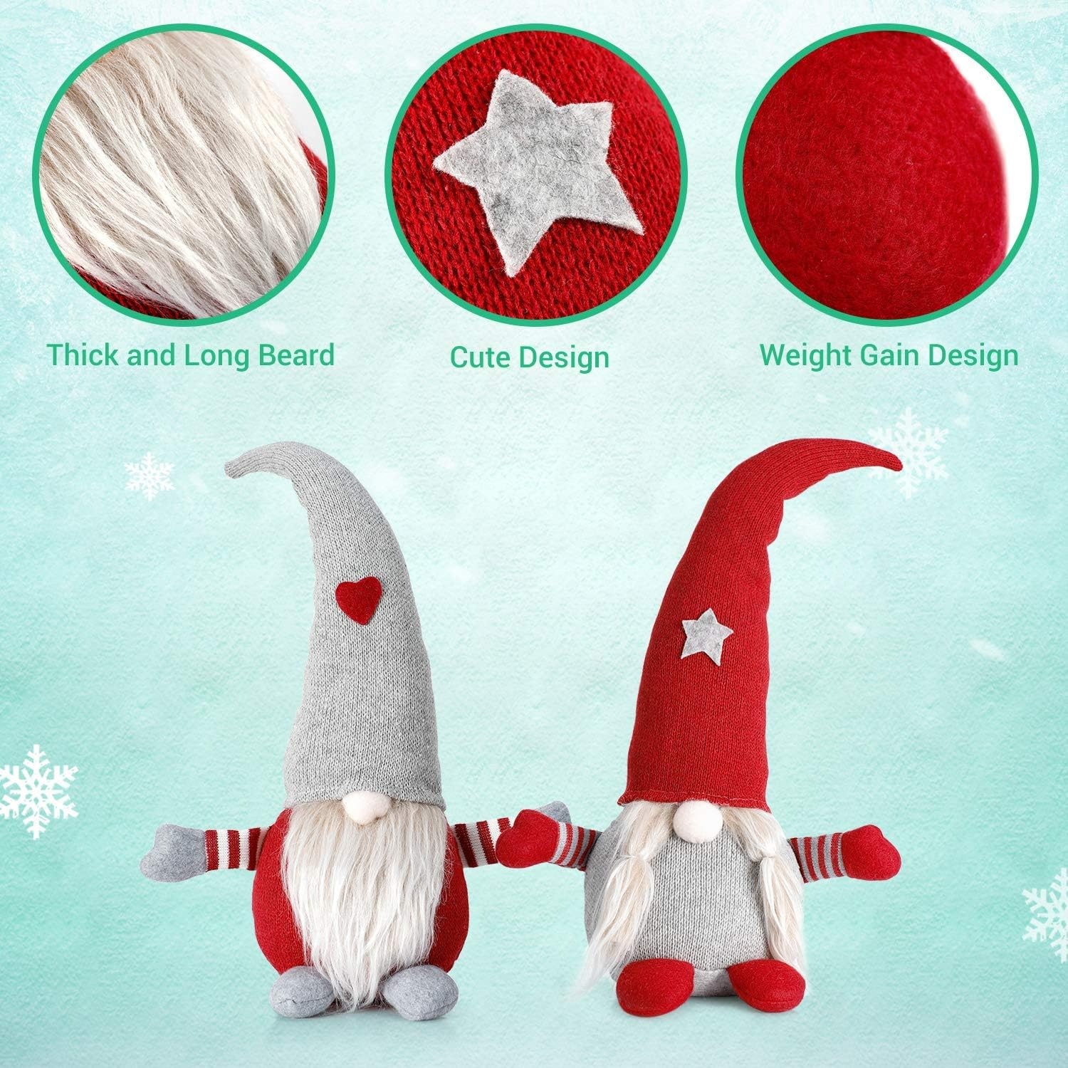 image:imageOhuhu Christmas Gnomes 2 Pack 165 Gnome Christmas Decorations Handmade Swedish Gnome Tomte Nordic Gnome Plush Stuffed Gnome for Xmas Home Table Ornaments Christmas Decorations