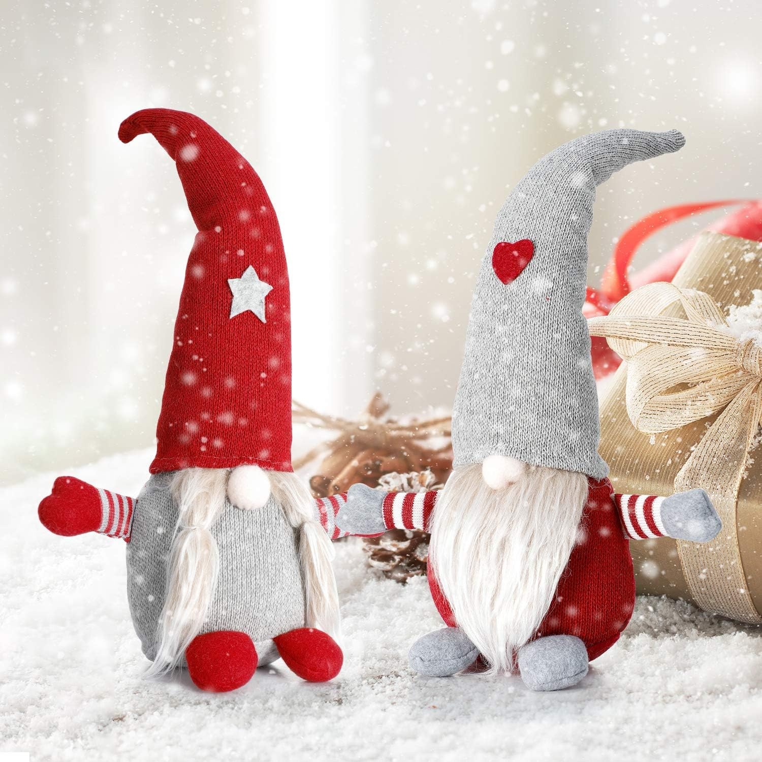 image:imageOhuhu Christmas Gnomes 2 Pack 165 Gnome Christmas Decorations Handmade Swedish Gnome Tomte Nordic Gnome Plush Stuffed Gnome for Xmas Home Table Ornaments Christmas Decorations