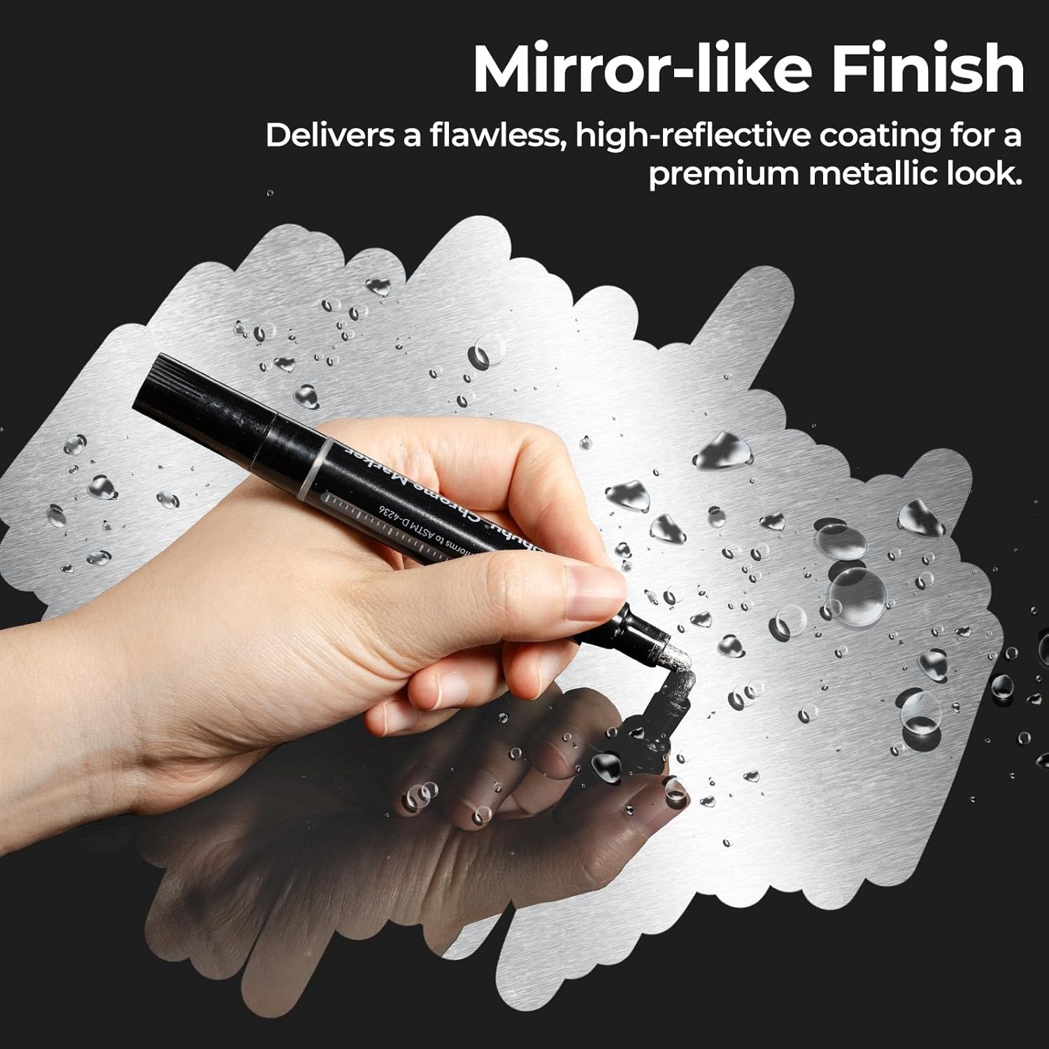 image:imageOhuhu Chrome Paint Pen 3 PCS Silver Chrome Markers with Gloss Mirror WaterProof Lightfast Permanent Paint Markers for Repairing Metal Glass Plastic Car Tire DIY Crafts3