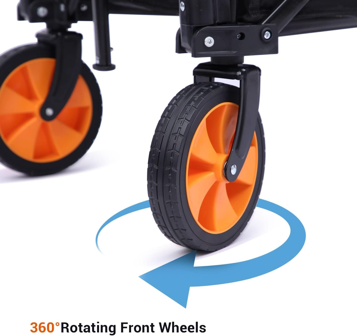 image:imageOhuhu Collapsible Folding Wagon Cart Durable Foldable Wagons with Brake Function 220 LB Capacity Utility Outdoor Grocery Shopping Carts with Removable Wheels 2 Drink Holders for Garden Camping Picnic