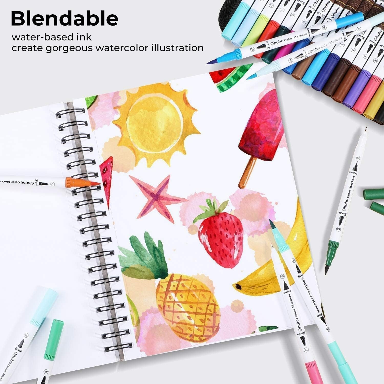 image:imageOhuhu Colored Fineliner Pens 18 Pack Markers 60 Colors