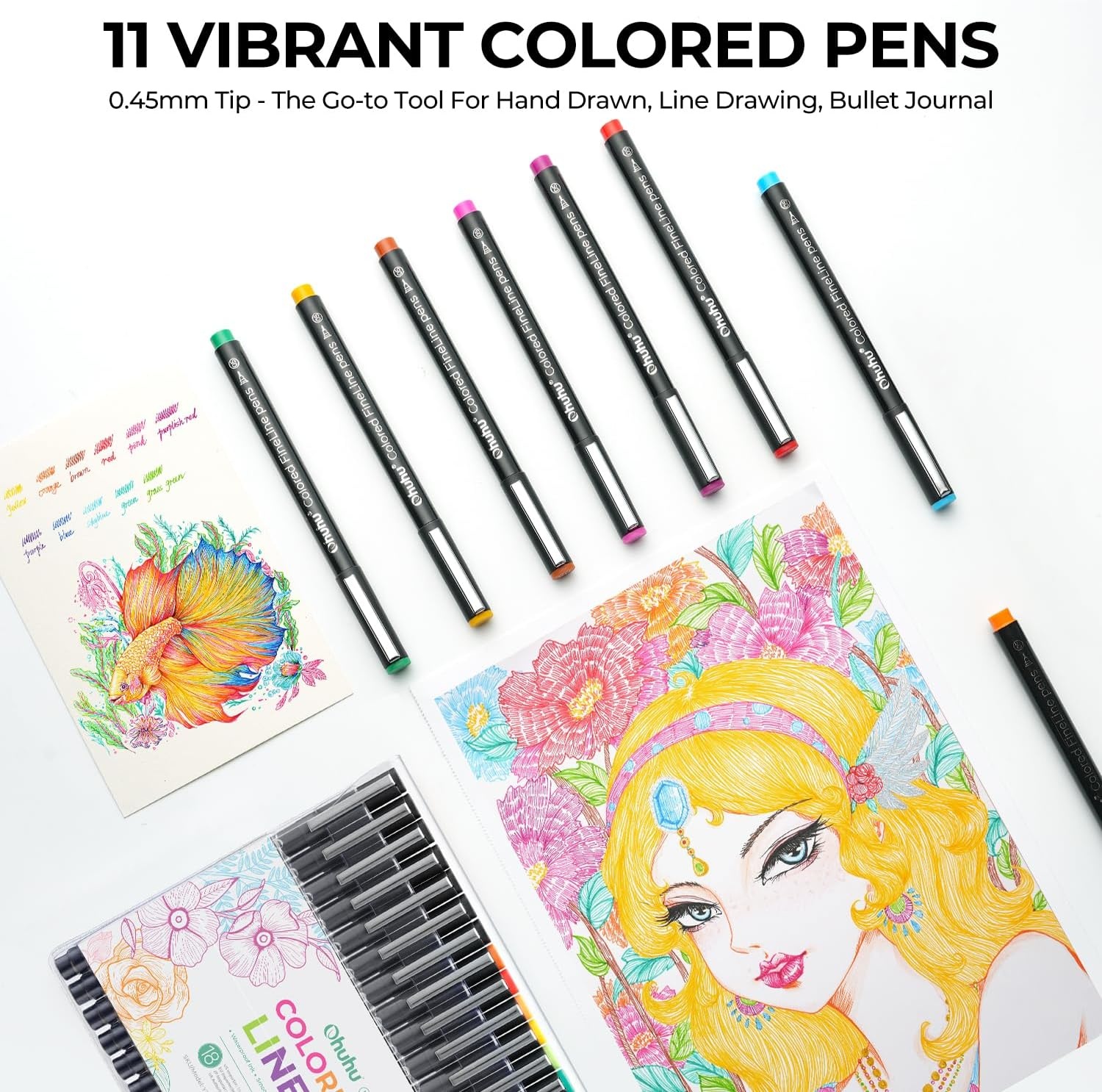 image:imageOhuhu Colored Fineliner Pens 18 Pack and Ohuhu Blank Cards 100 Pack