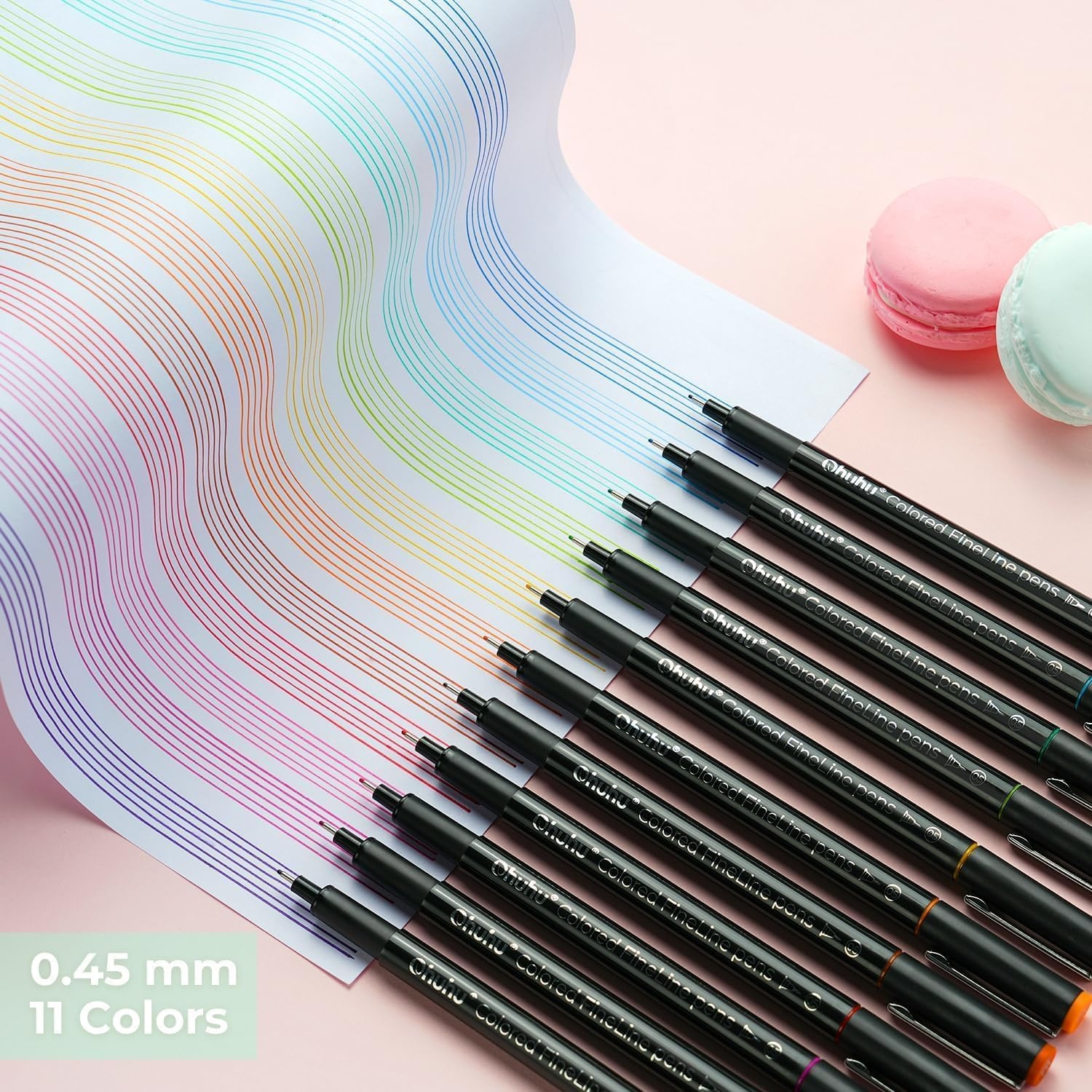 image:imageOhuhu Colored Fineliner Pens 18 Pack and Ohuhu Blank Cards 100 Pack