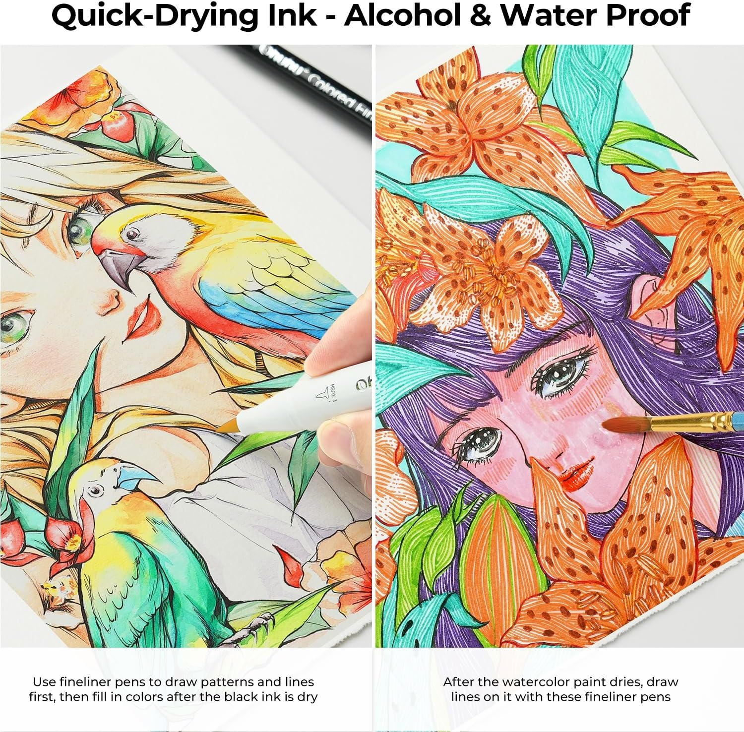 image:imageOhuhu Colored Fineliner Pens 18 Pack and Ohuhu White Cards 100 Pack
