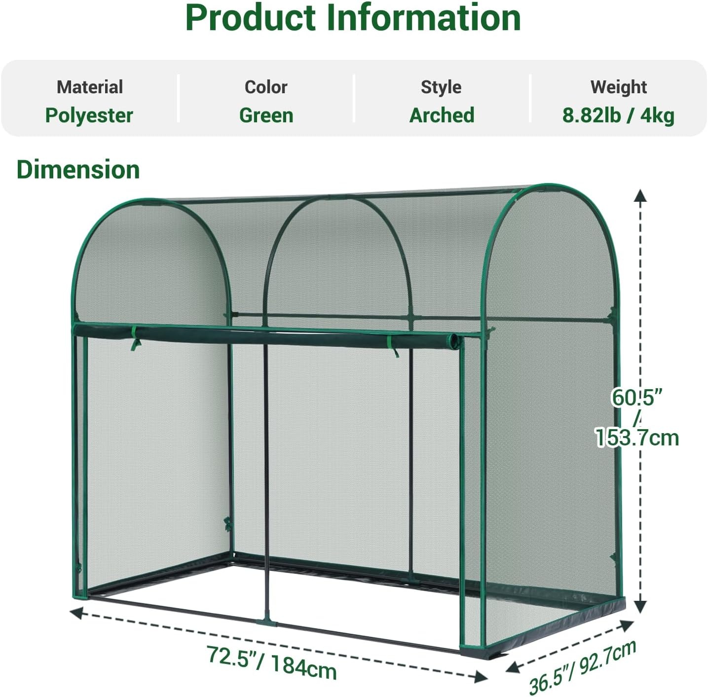 image:imageOhuhu Crop Cages for Garden Plant66x39x53 Ft Plant Protection Tent with Zippered Door Raised Bed Cover Garden Bed Cover with Frame WindResistant Plant Cages for Outdoor Plants6 x 3 x 5