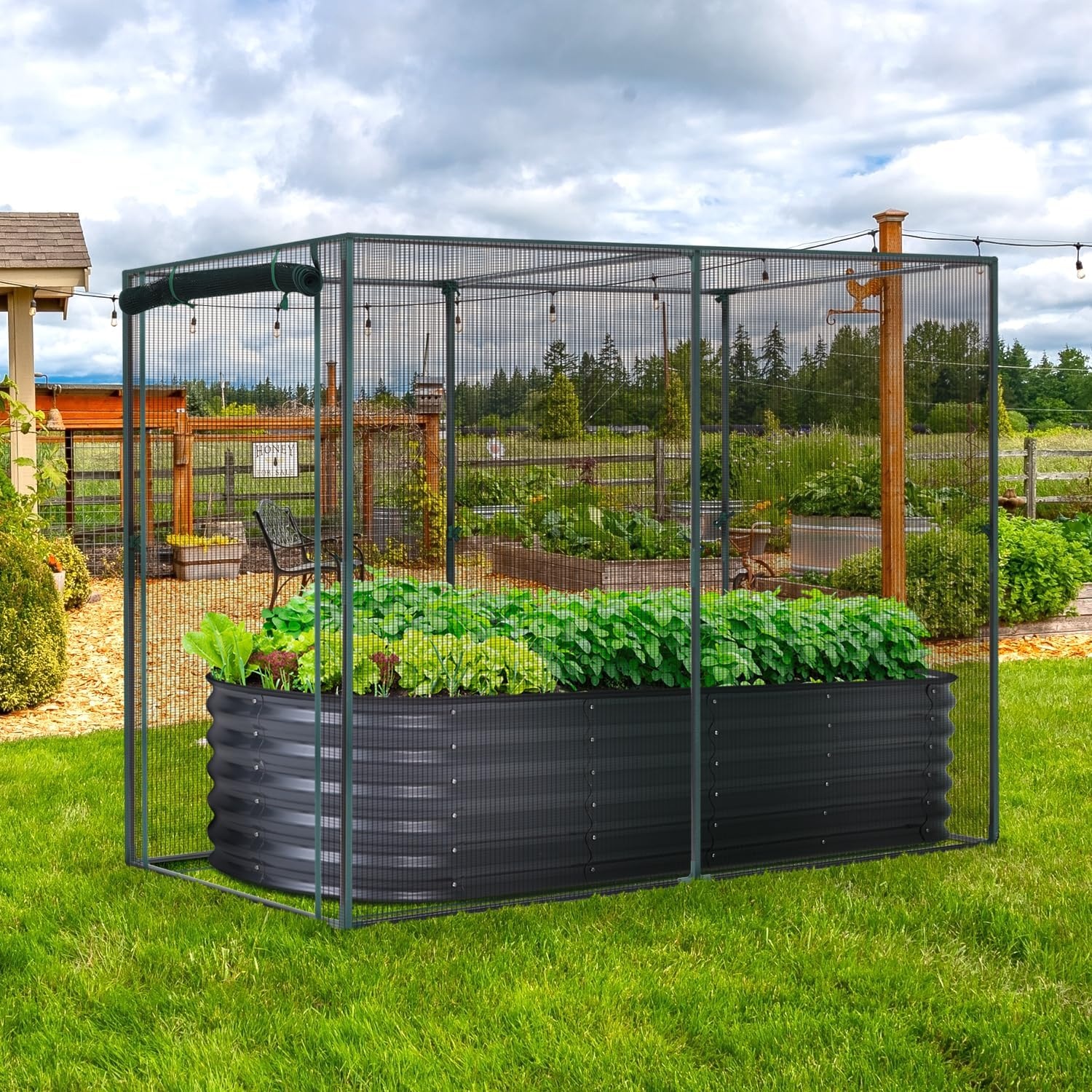 image:imageOhuhu Crop Cages for Garden Plant66x39x53 Ft Plant Protection Tent with Zippered Door Raised Bed Cover Garden Bed Cover with Frame WindResistant Plant Cages for Outdoor Plants66 x 39 x 53