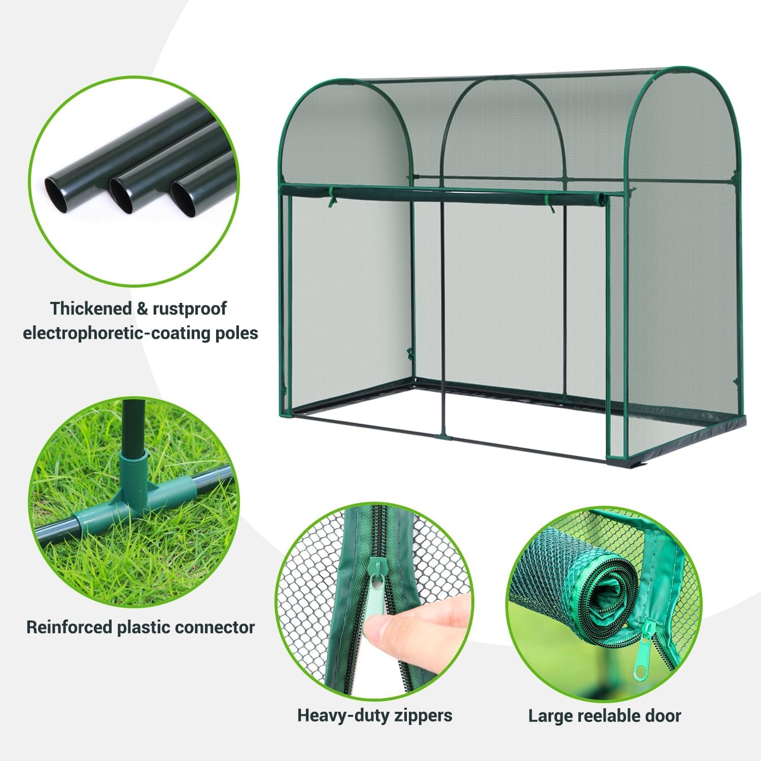image:imageOhuhu Crop Cages for Garden Plant66x39x53 Ft Plant Protection Tent with Zippered Door Raised Bed Cover Garden Bed Cover with Frame WindResistant Plant Cages for Outdoor Plants6 x 3 x 5