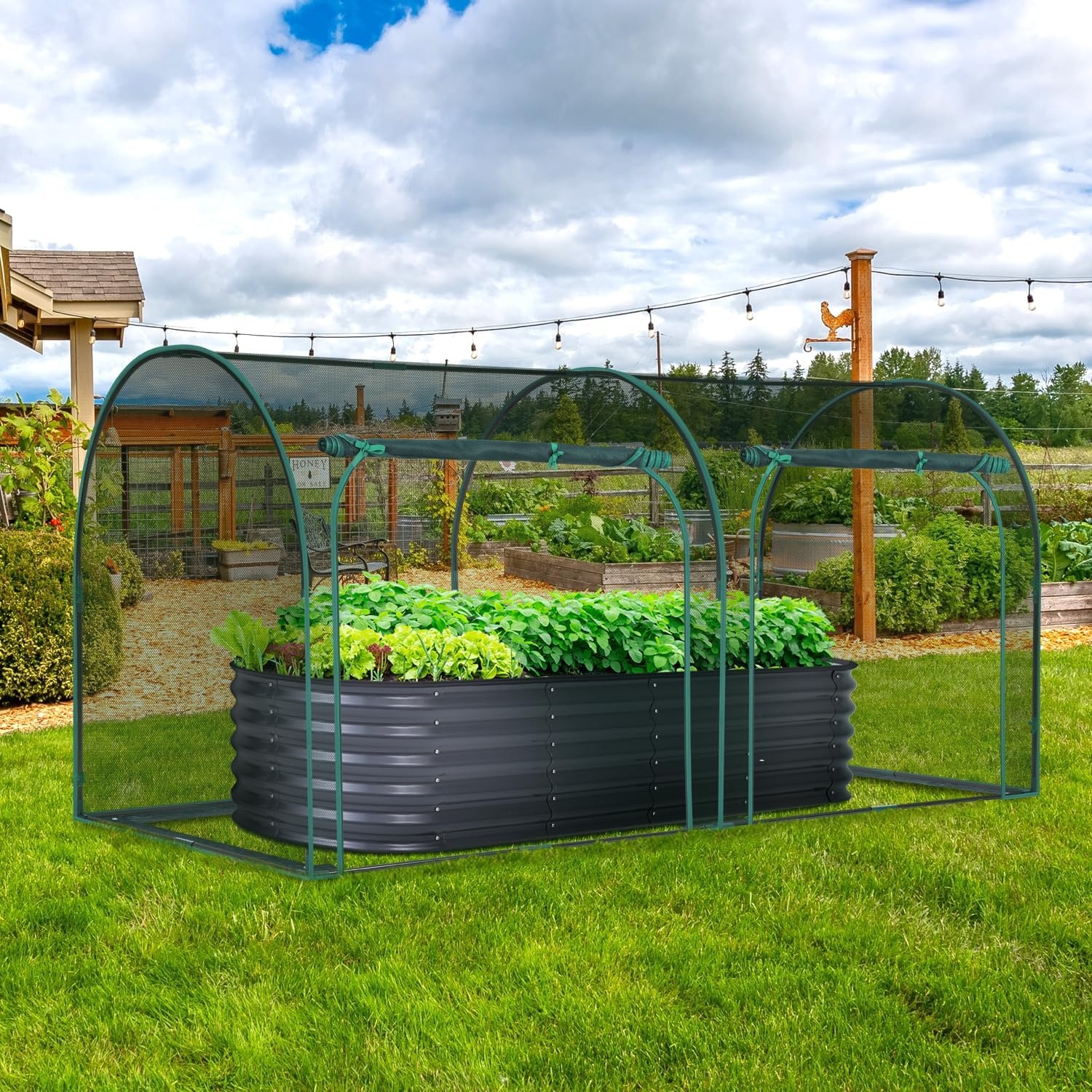 image:imageOhuhu Crop Cages for Garden Plant66x39x53 Ft Plant Protection Tent with Zippered Door Raised Bed Cover Garden Bed Cover with Frame WindResistant Plant Cages for Outdoor Plants8 x 4 x 4