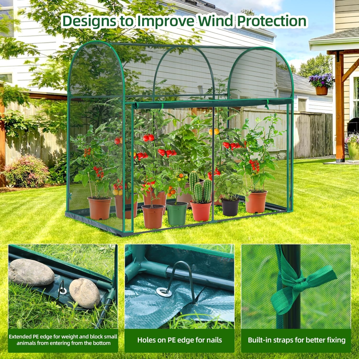 image:imageOhuhu Crop Cages for Garden Plant66x39x53 Ft Plant Protection Tent with Zippered Door Raised Bed Cover Garden Bed Cover with Frame WindResistant Plant Cages for Outdoor Plants6 x 3 x 5
