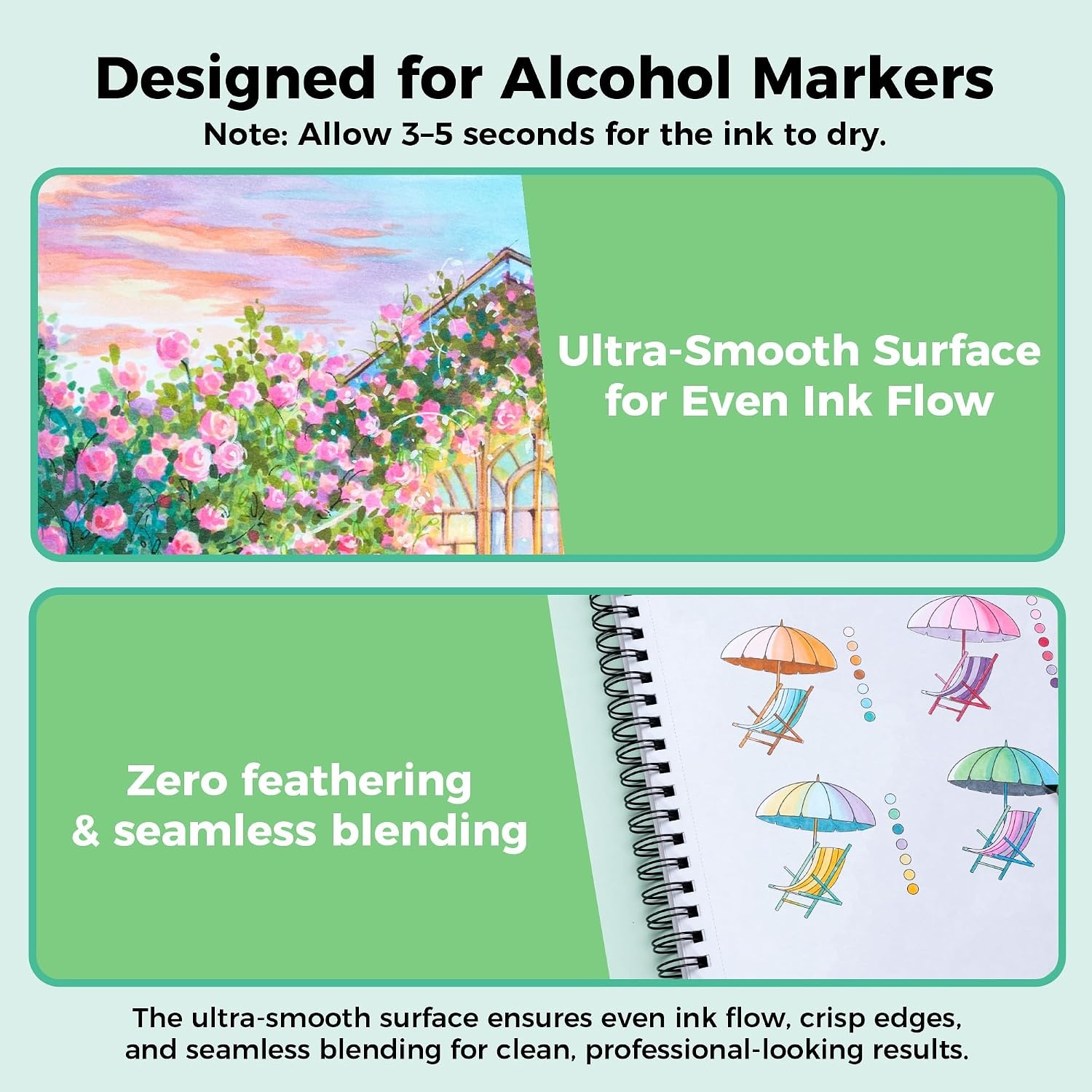 image:imageOhuhu DoubleSided Marker Pad Art Sketchbook Bleedproof 63x63 Small Square Paper Size 90 LB150 GSM Smooth Drawing Paper 60 Sheets120 Pages Hardcover Sketching Book for Alcohol Markers11 x 14