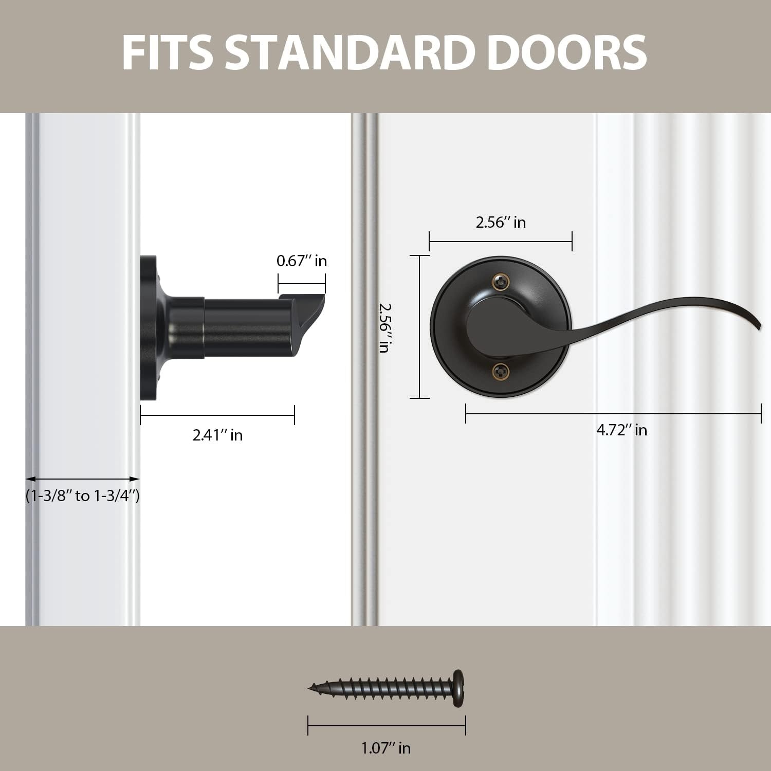 image:imageOhuhu Dummy Door Handles Black Door Handle Dummy Door Knob French Closet Door Handle Lever Single Side NonTurning Wave Style LeftRight Hand Satin Zinc Matte Finish Laundry Room Hallway Pantry4 Pack