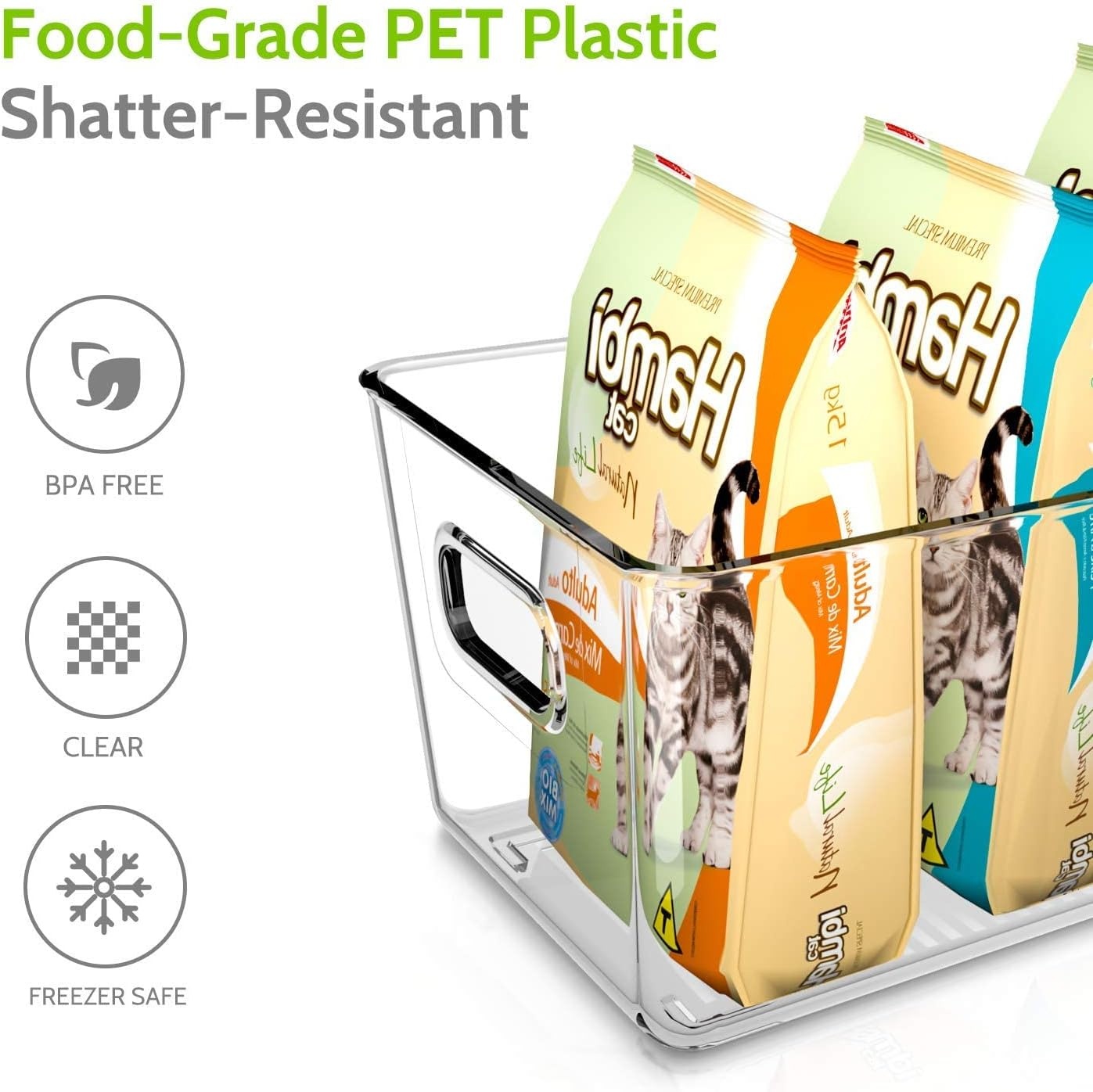 image:imageOhuhu Fridge Organizers Storage Clear Bins Large 6PCS Refrigerator Pantry Organization Stackable Containers Snack Fruit Veggie Egg Freezer Organizing FoodGrade ShatterResistant for Kitchen Cabinet