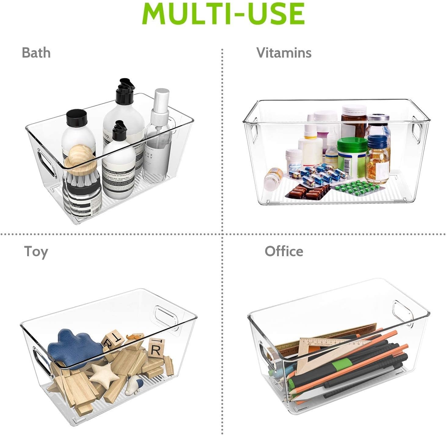 image:imageOhuhu Fridge Organizers Storage Clear Bins Large 6PCS Refrigerator Pantry Organization Stackable Containers Snack Fruit Veggie Egg Freezer Organizing FoodGrade ShatterResistant for Kitchen Cabinet