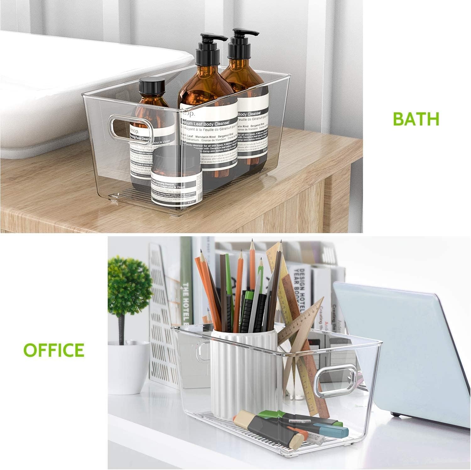 image:imageOhuhu Fridge Organizers Storage Clear Bins Large 6PCS Refrigerator Pantry Organization Stackable Containers Snack Fruit Veggie Egg Freezer Organizing FoodGrade ShatterResistant for Kitchen Cabinet