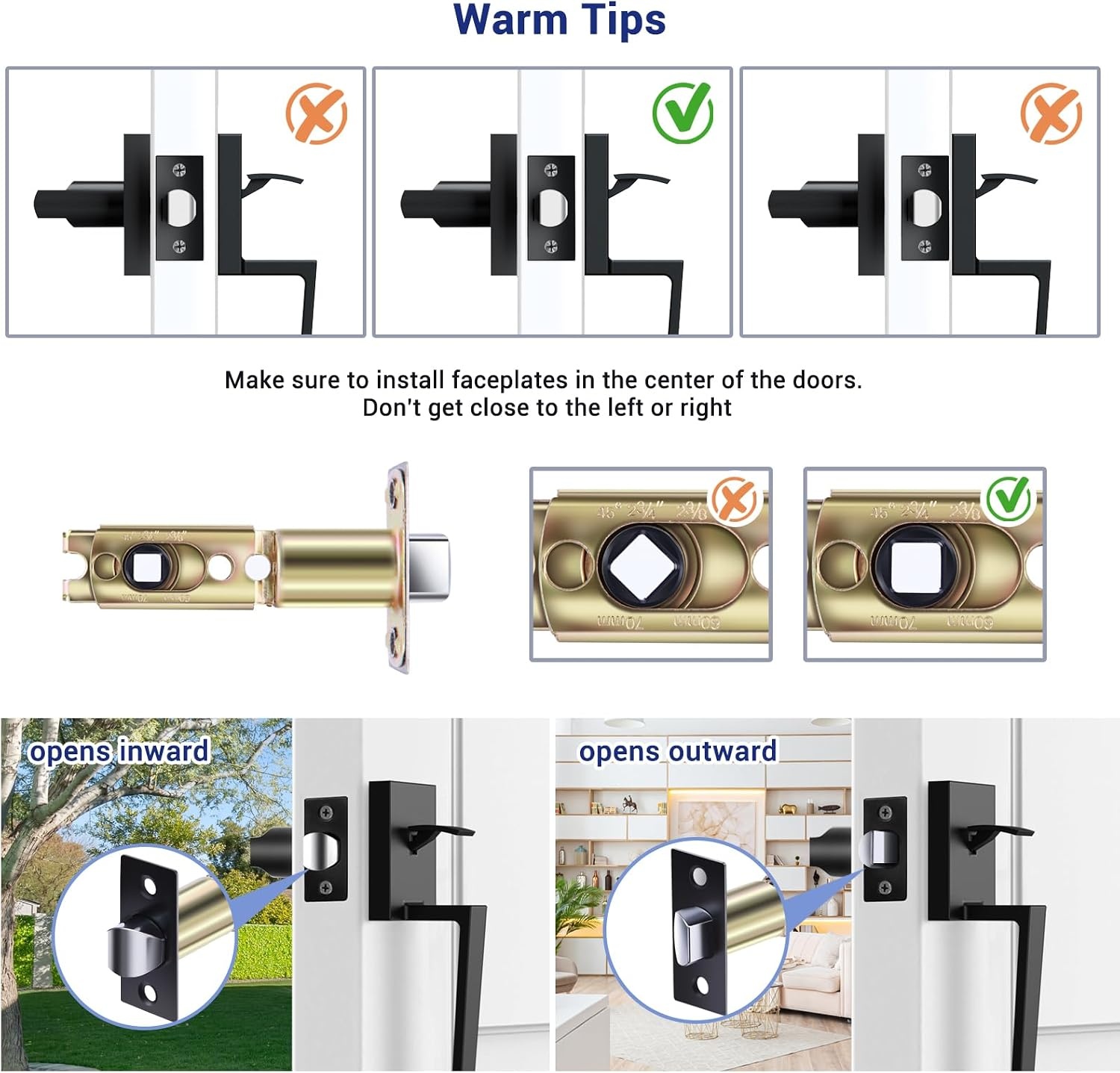 image:imageOhuhu Front Door Lock Set Heavy Duty Upgraded Front Door Handle Black Locksets with Deadbolt Entry Exterior Door Handle Sets Single Cylinder Reversible Lever Matte Finish Zinc Alloy Modern StyleSquare