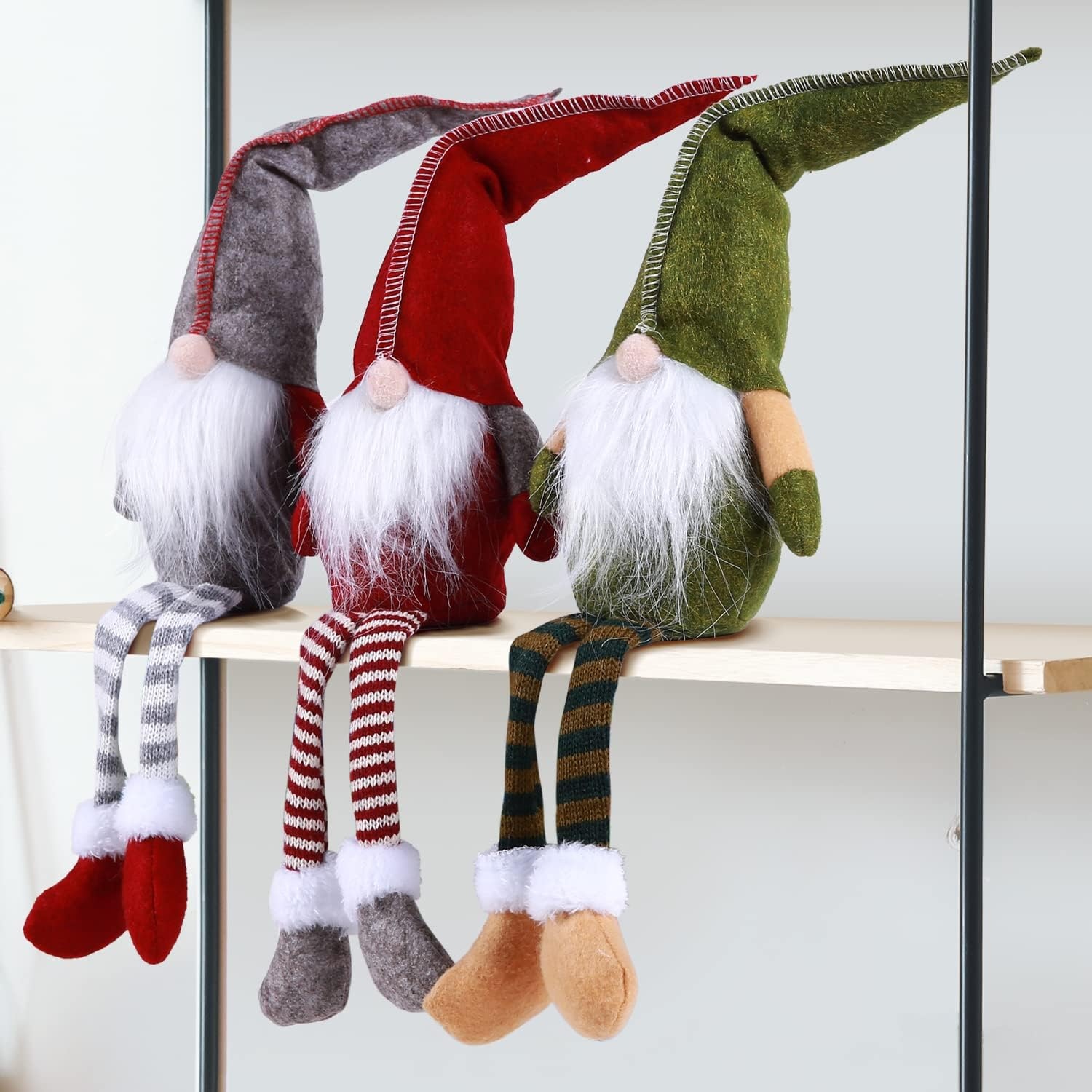 image:imageOhuhu Gnome Christmas Decorations Dangle Leg Christmas Gnomes Handmade Swedish Holiday Gnomes Plush with Bendable Hat for Xmas Home Table Christmas Ornaments Decorations Indoor Gift