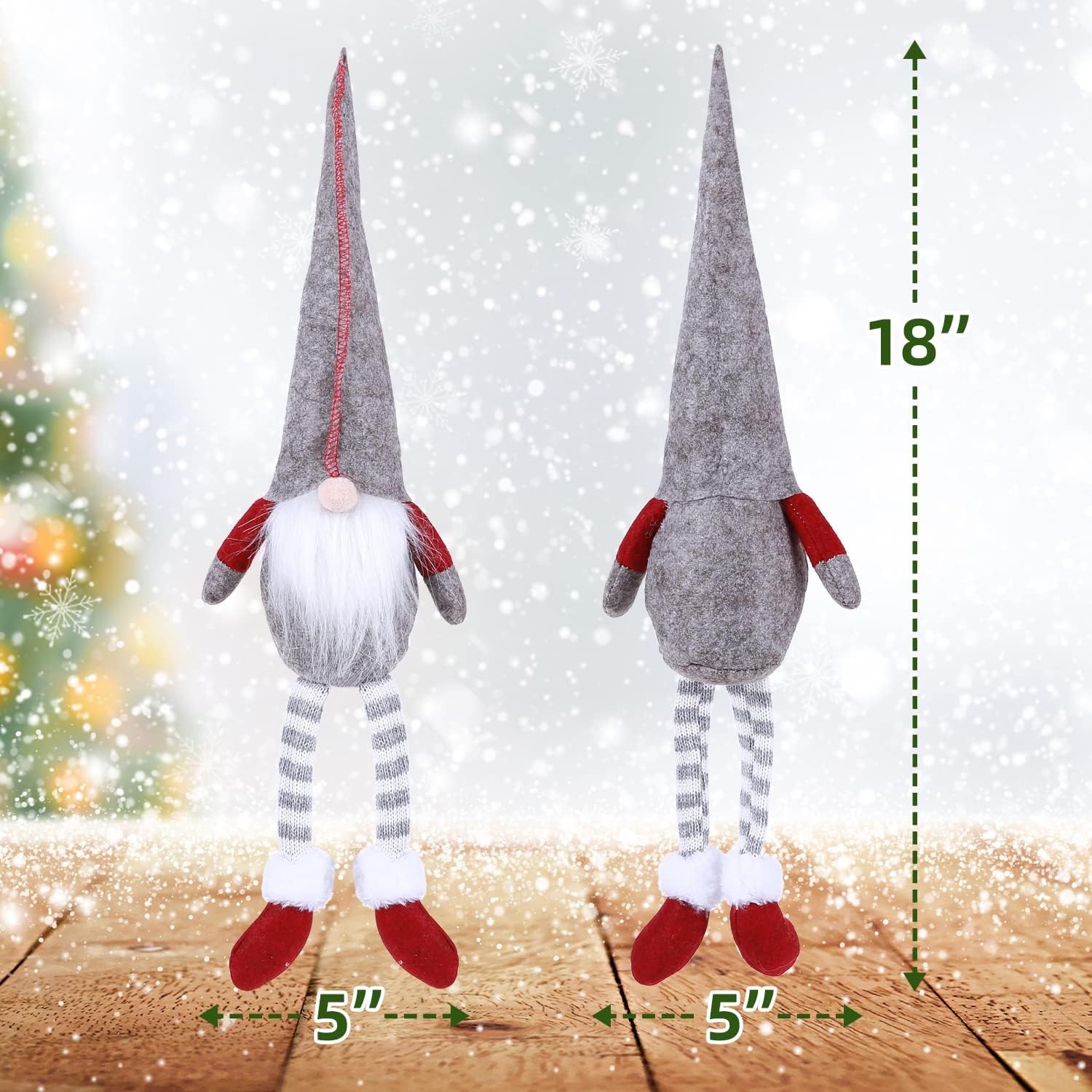 image:imageOhuhu Gnome Christmas Decorations Dangle Leg Christmas Gnomes Handmade Swedish Holiday Gnomes Plush with Bendable Hat for Xmas Home Table Christmas Ornaments Decorations Indoor Gift