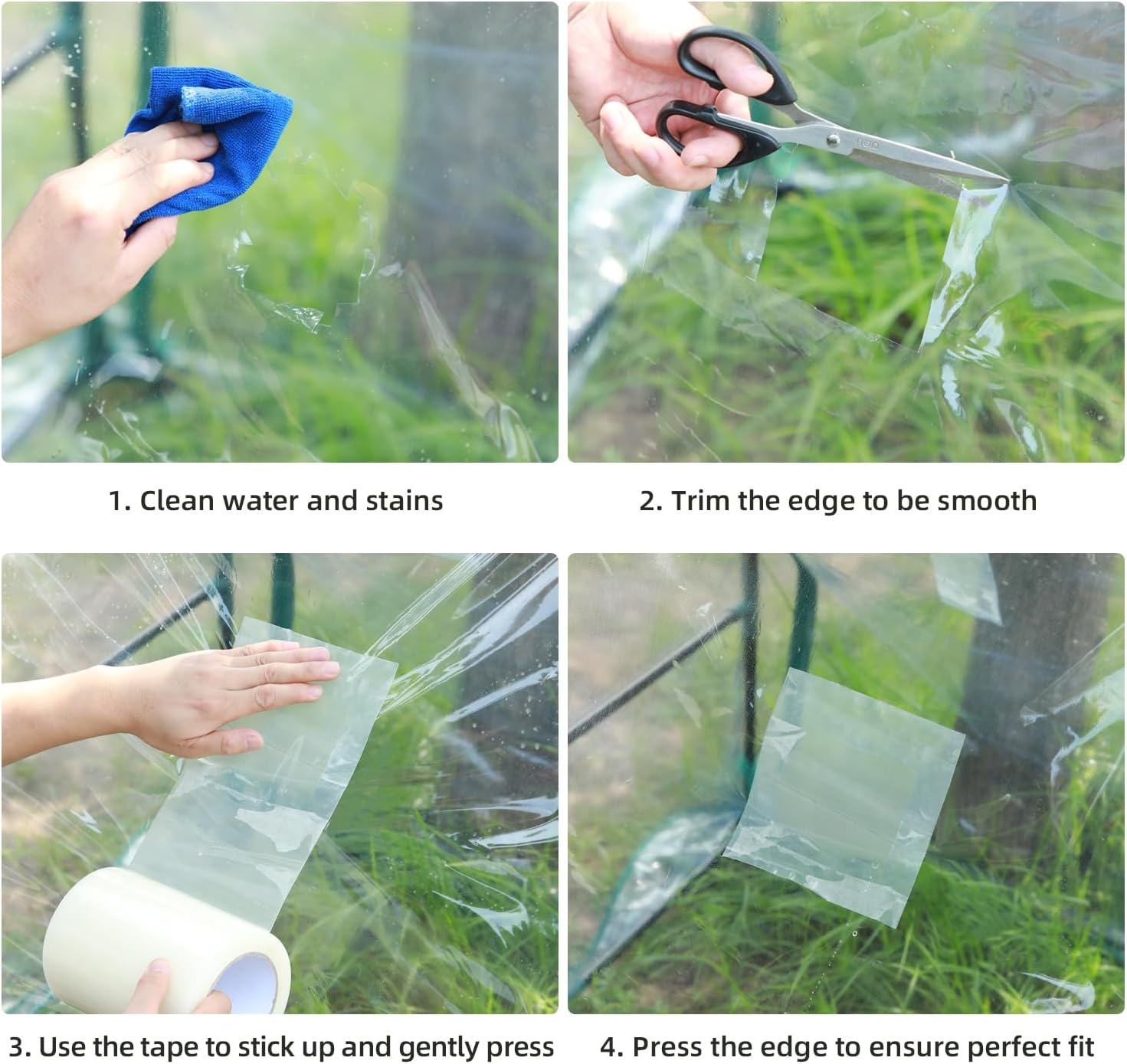 image:imageOhuhu Greenhouse Repair Tape 6 x 98 63 mil Reinforced Clear Plastic Film for Green House Sheeting Polyethylene PE Cover Repair6 x 98