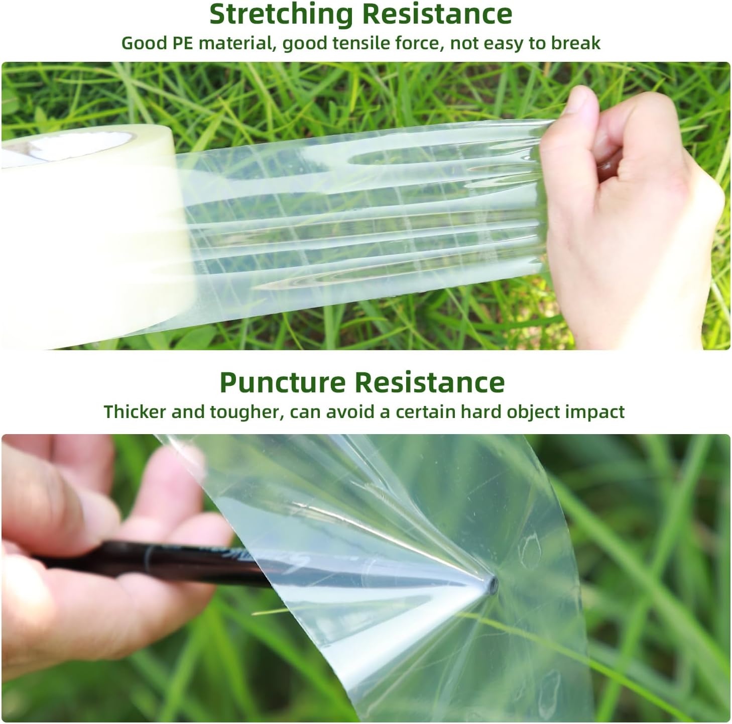 image:imageOhuhu Greenhouse Repair Tape 6 x 98 63 mil Reinforced Clear Plastic Film for Green House Sheeting Polyethylene PE Cover Repair6 x 98